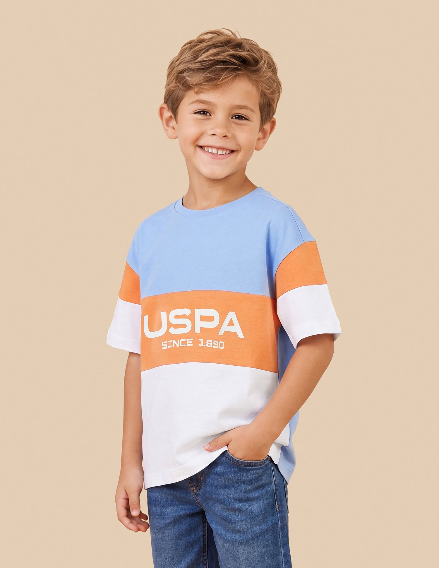 Colour Blocked Oversized Fit T-Shirt Off White - U.S. Polo Assn. India | Large