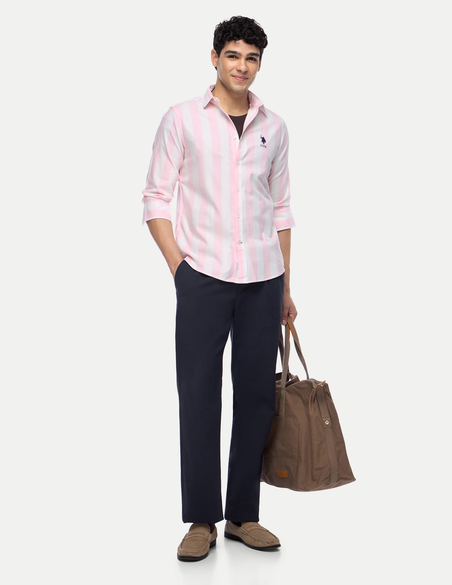 Tailored Vertical Striped Shirt Pink - U.S. Polo Assn. India | Large