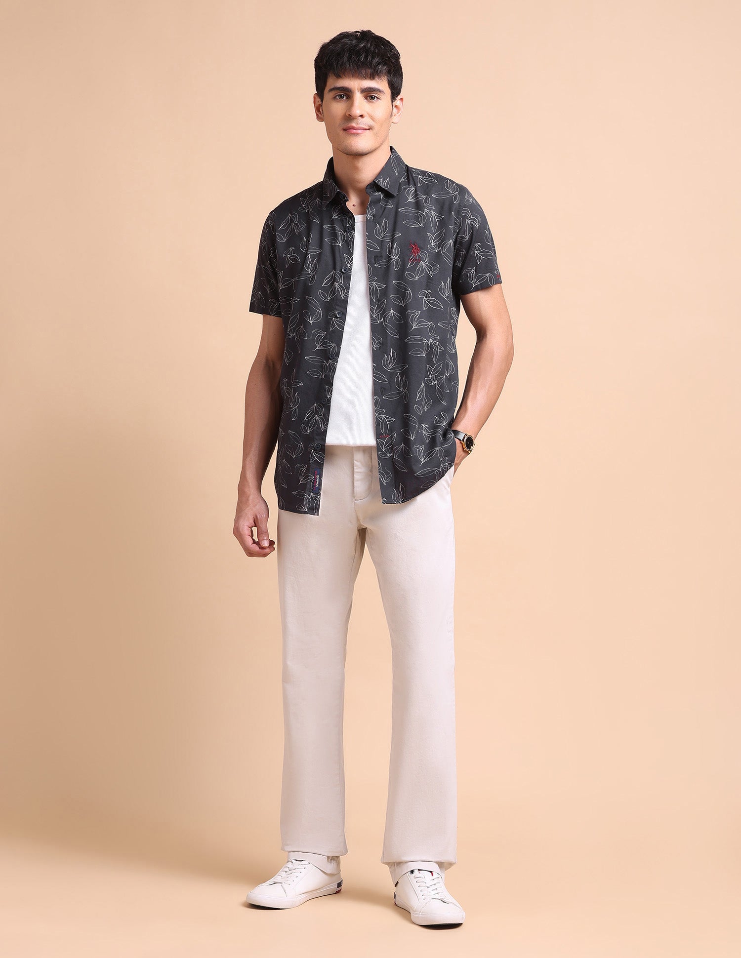 Manhattan Slim Fit All-Over Shirt Navy - U.S. POLO ASSN. | Large