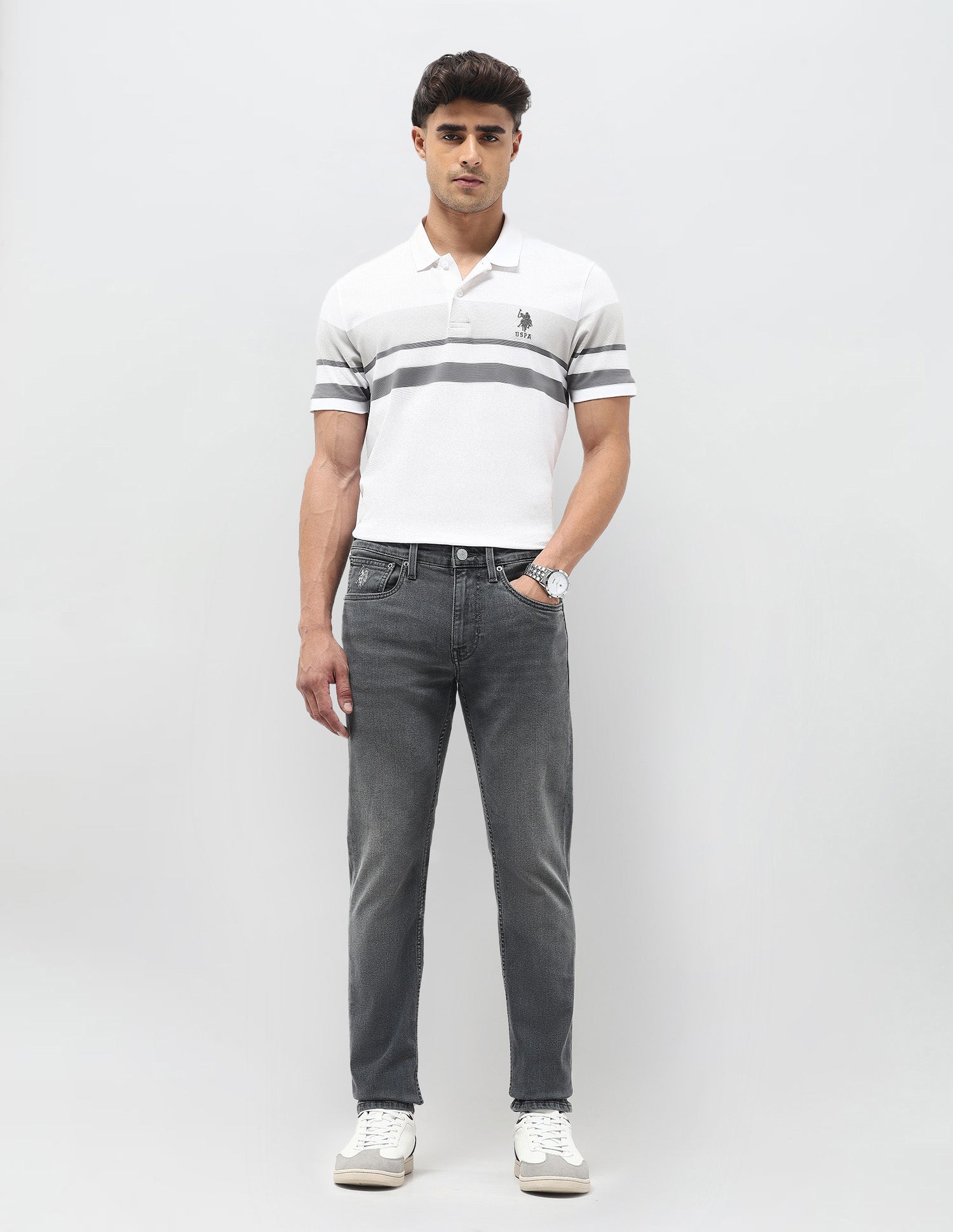 Regallo Skinny Fit Black Jeans Black - U.S. POLO ASSN. | Large