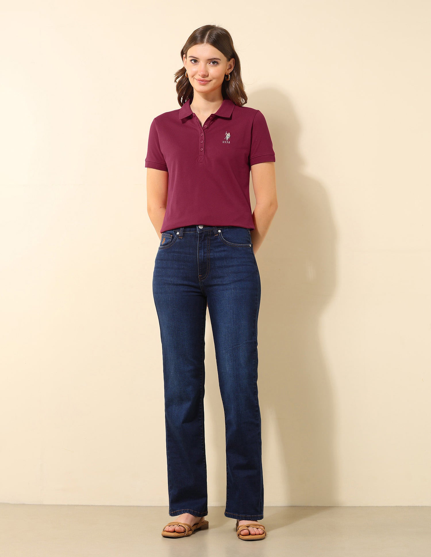 Solid Slim Polo Shirt Fuchsia - U.S. Polo Assn. India | Large