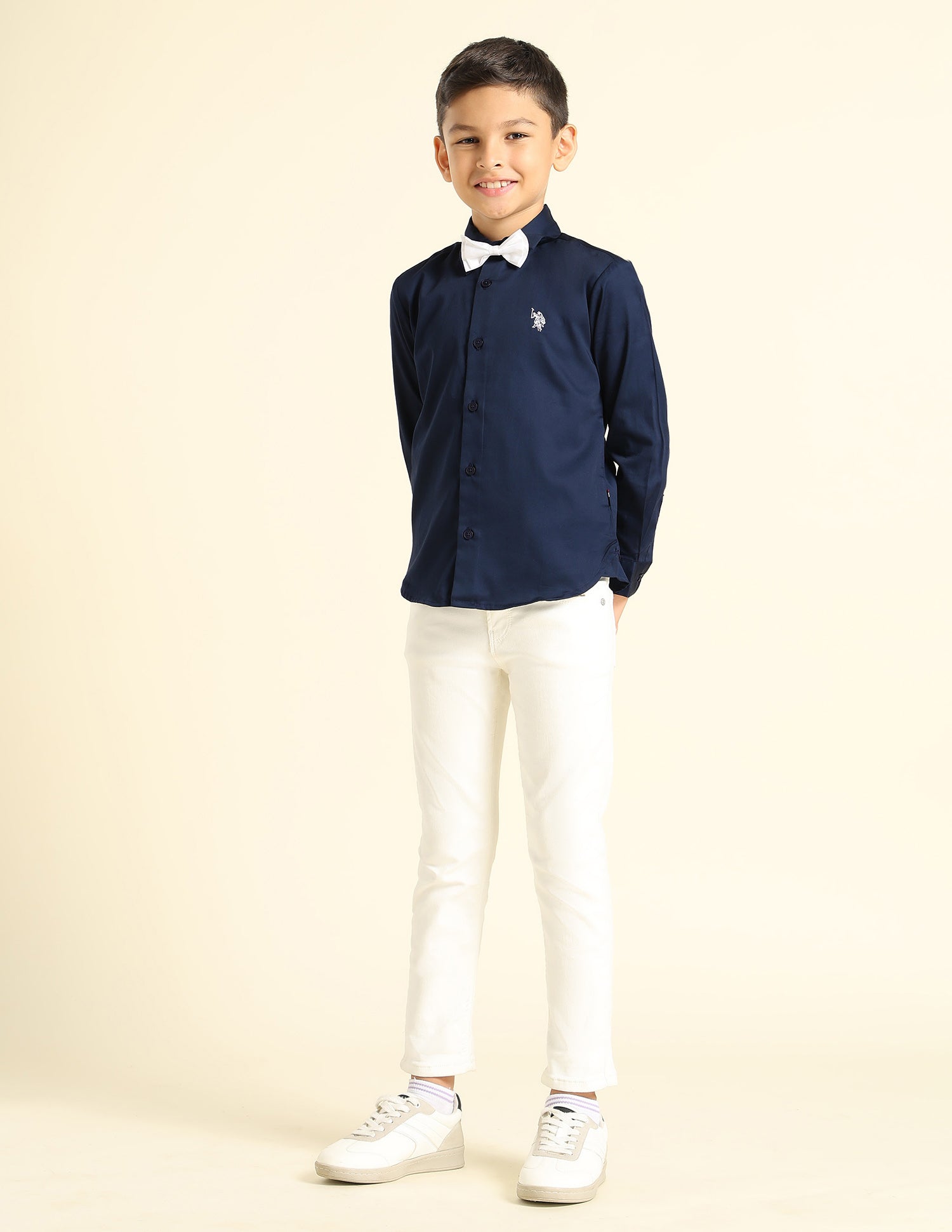 Boys Pure Cotton Satin Shirt Navy - U.S. POLO ASSN. | Large