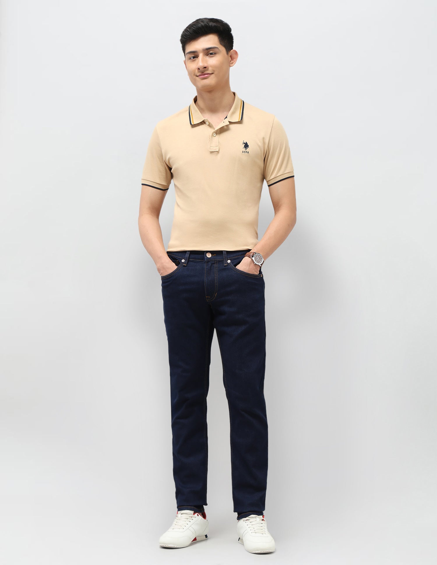Brandon Slim Tapered Fit Blue Jeans Blue - U.S. Polo Assn. India | Large