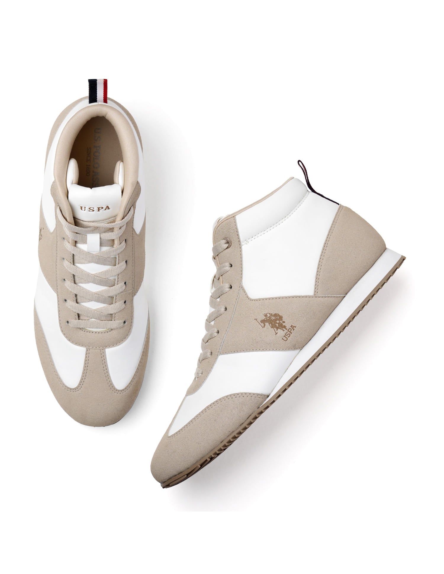 Men Rano Suede Colourblocked Sneakers Beige - U.S. Polo Assn. India | Large