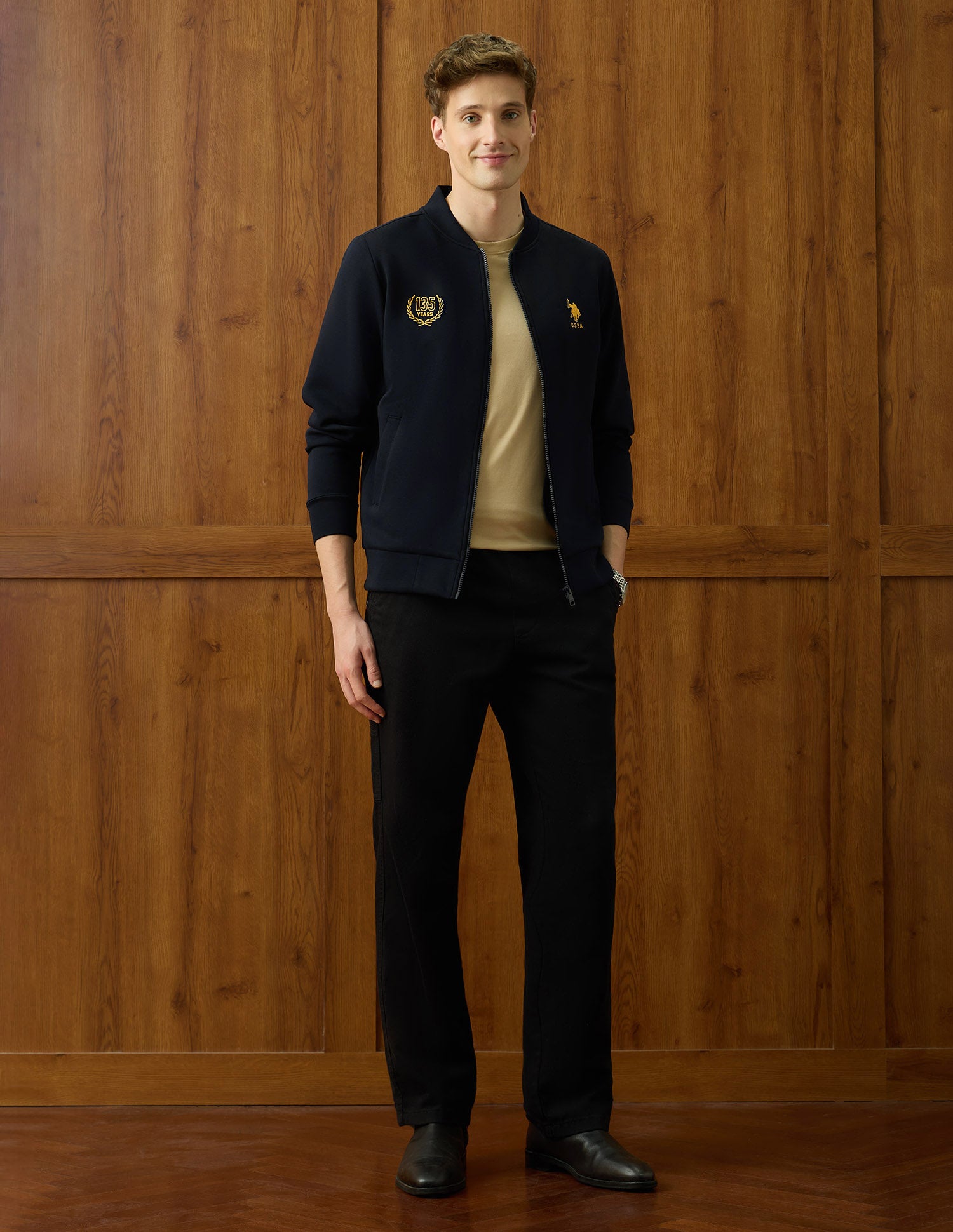 Brand Embroidered Varsity Theatre Zipper Sweatshirt Navy - U.S. POLO ASSN. | Large