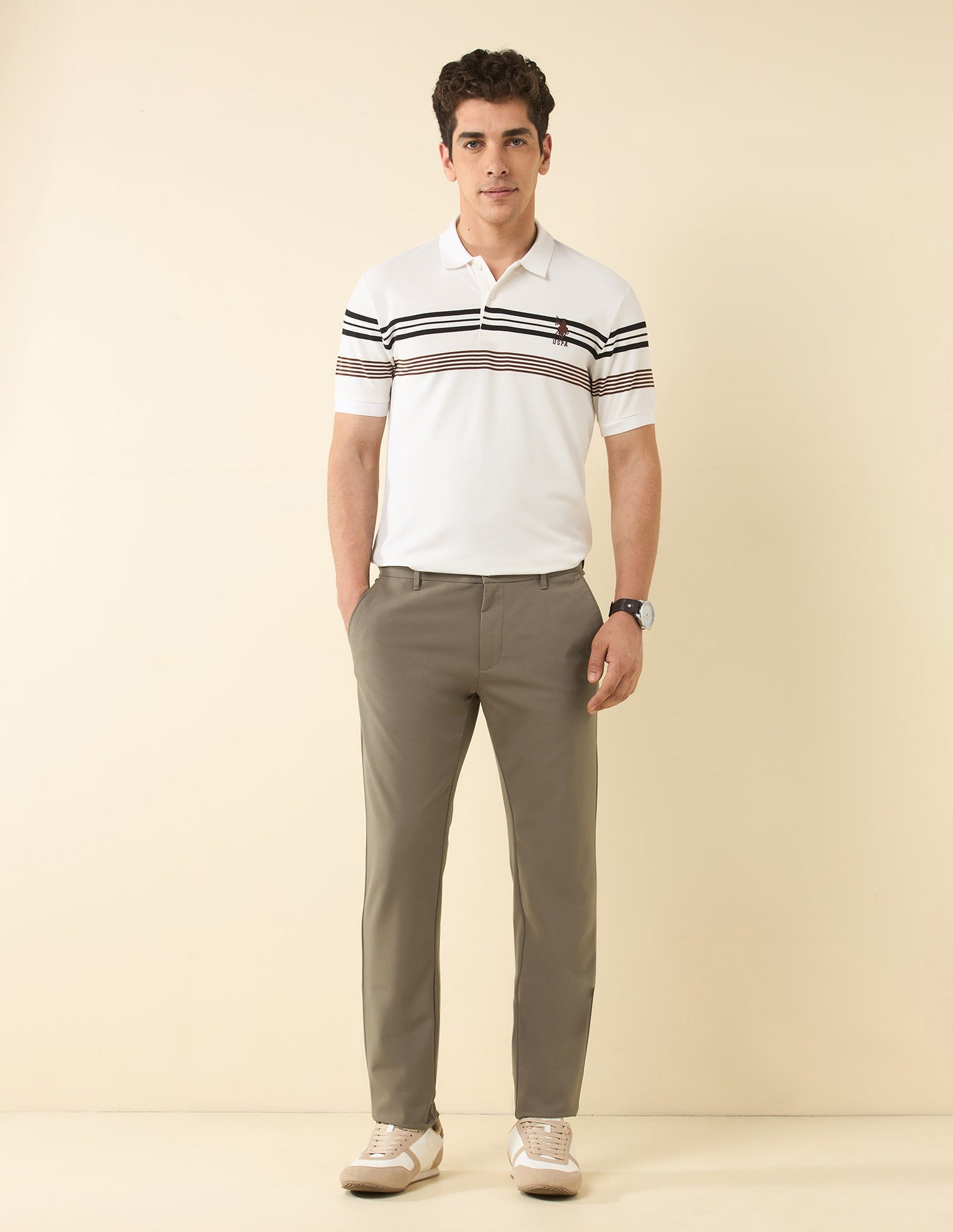 Bi Stretch Austin Slim Fit Chinos Khaki - U.S. POLO ASSN. | Large