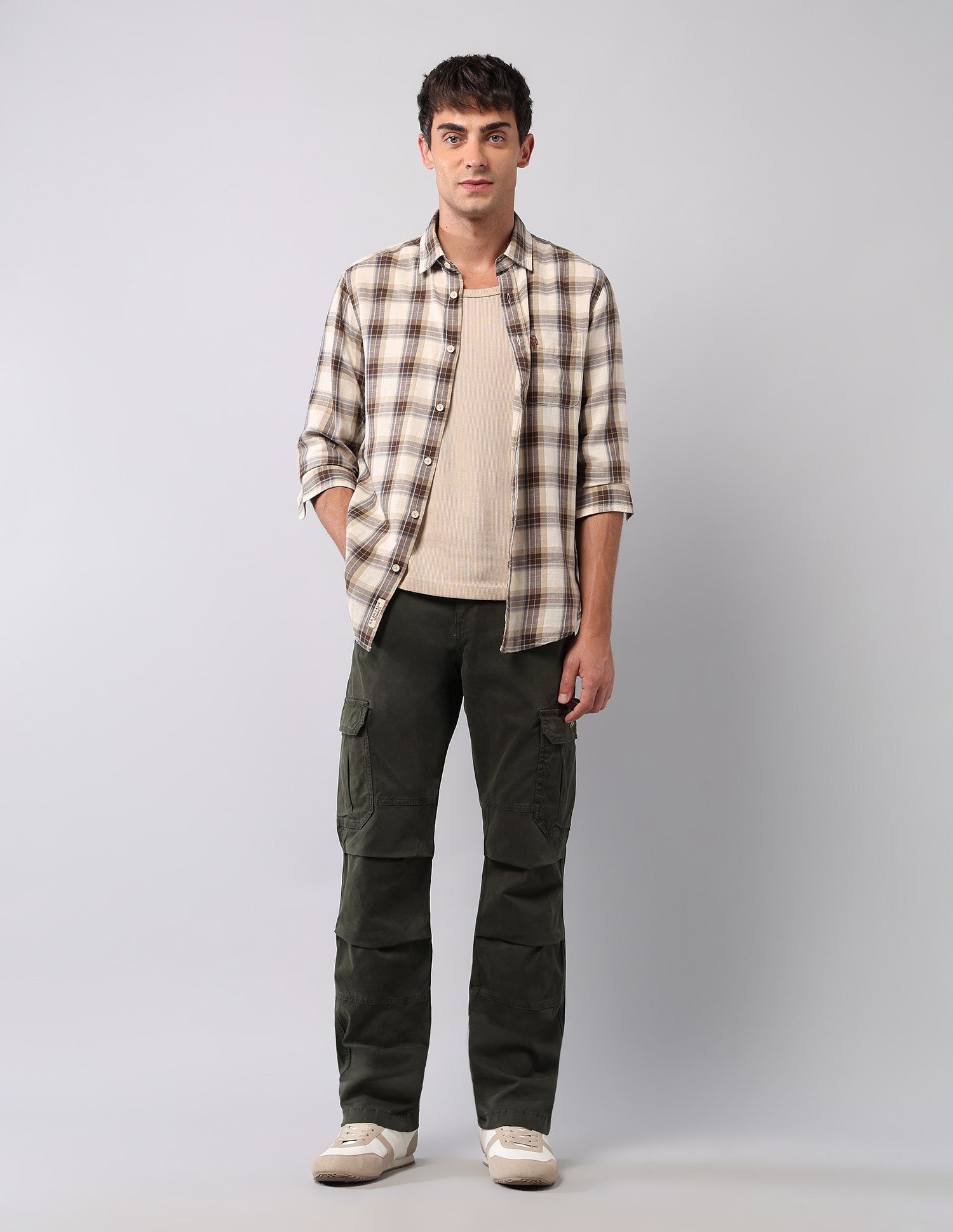 Pure Cotton Solid Cargos Olive - U.S. Polo Assn. India | Large