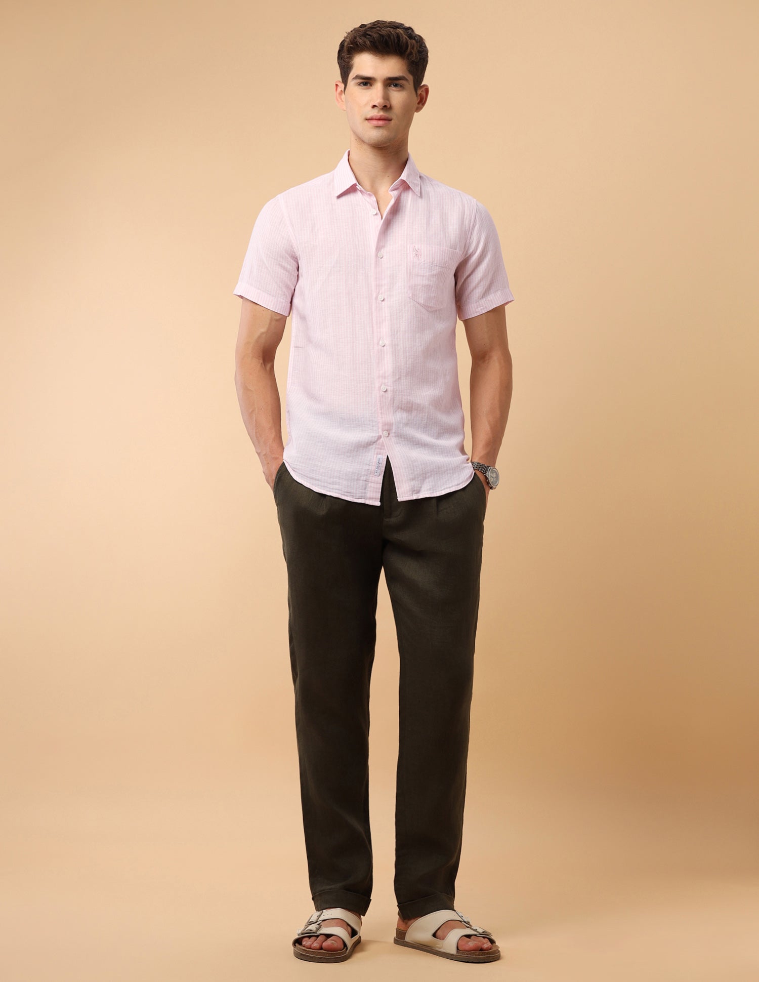 Pacho X Vertical Striped Regular Fit Shirt Pink - U.S. Polo Assn. India | Large
