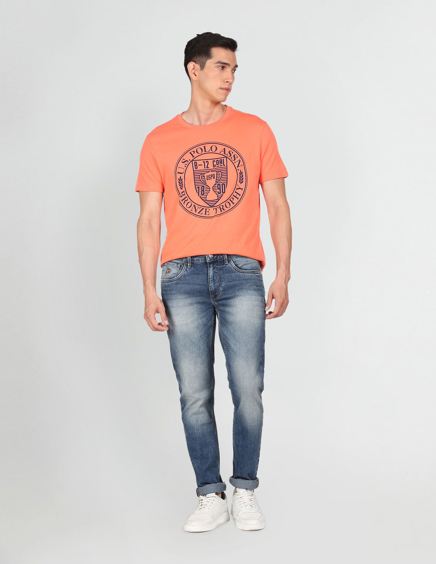 Pure Cotton Brand Print T-Shirt Coral - U.S. Polo Assn. India | Large