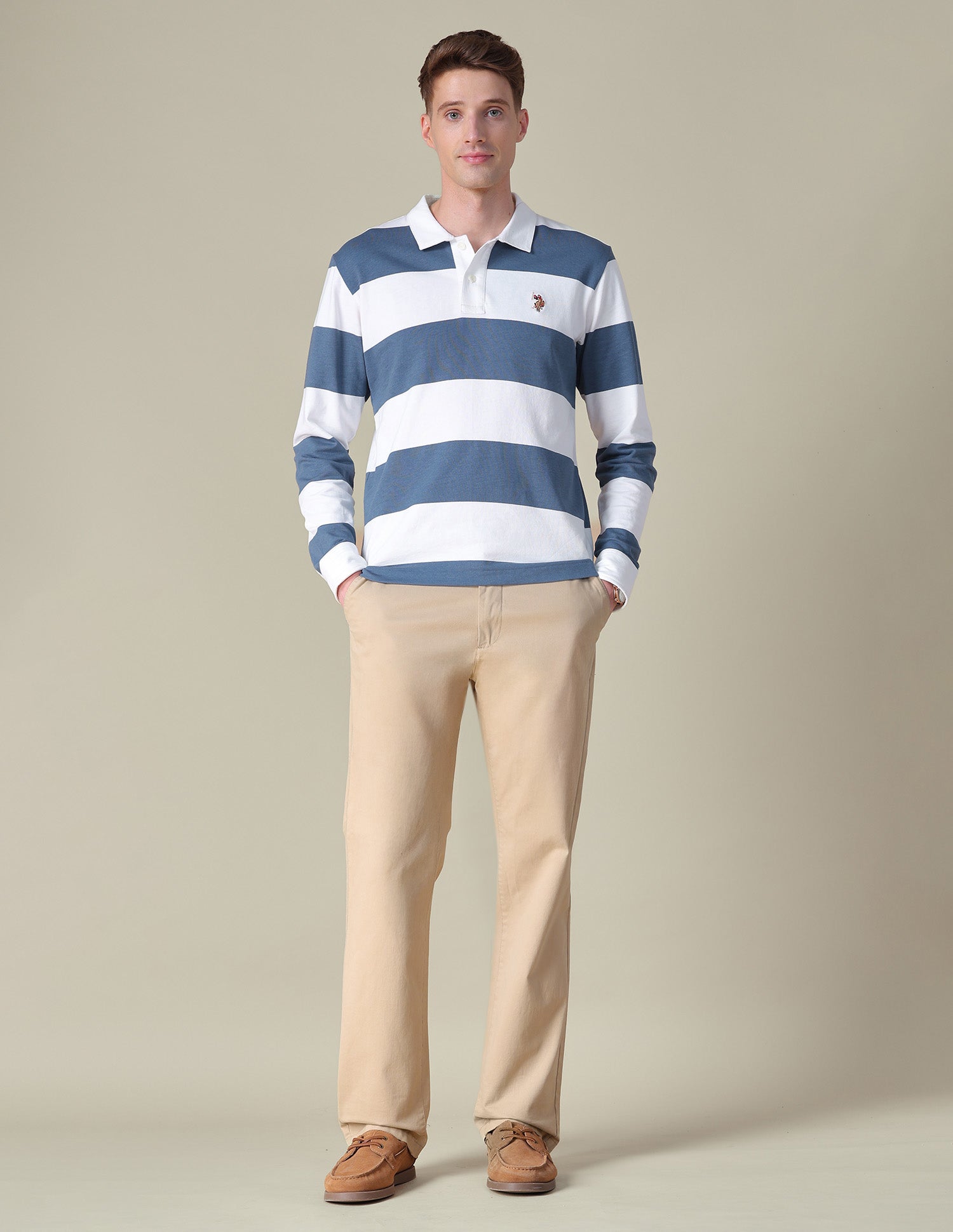Horizontal Striped Slim Fit Polo Shirt Blue - U.S. POLO ASSN. | Large