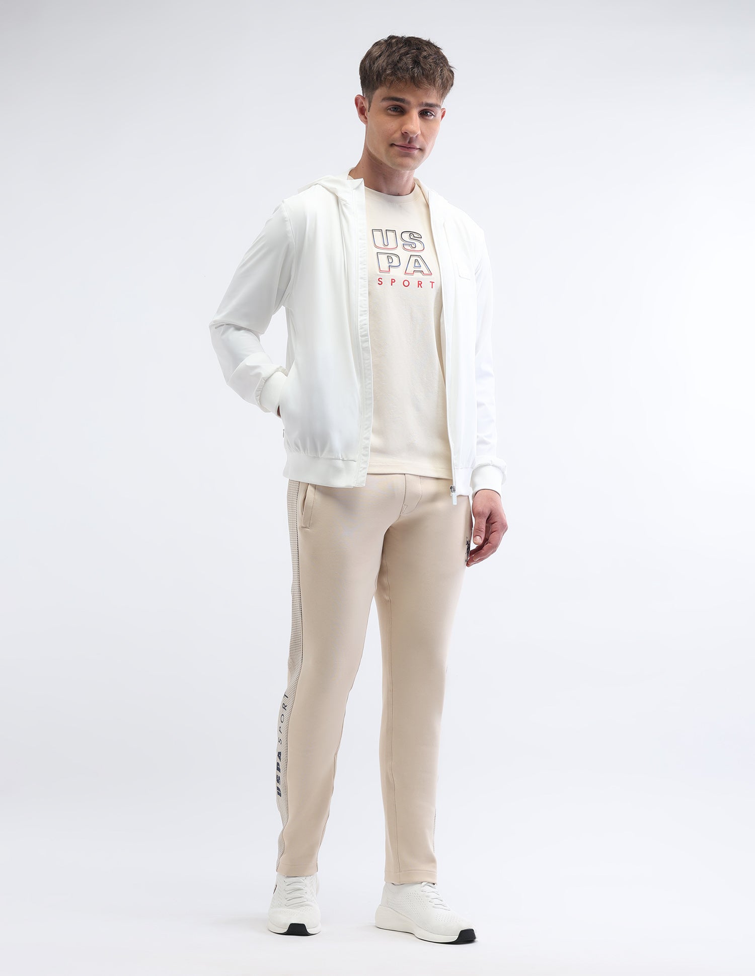 Solid Regular Fit Sport Jacket White - U.S. Polo Assn. India | Large