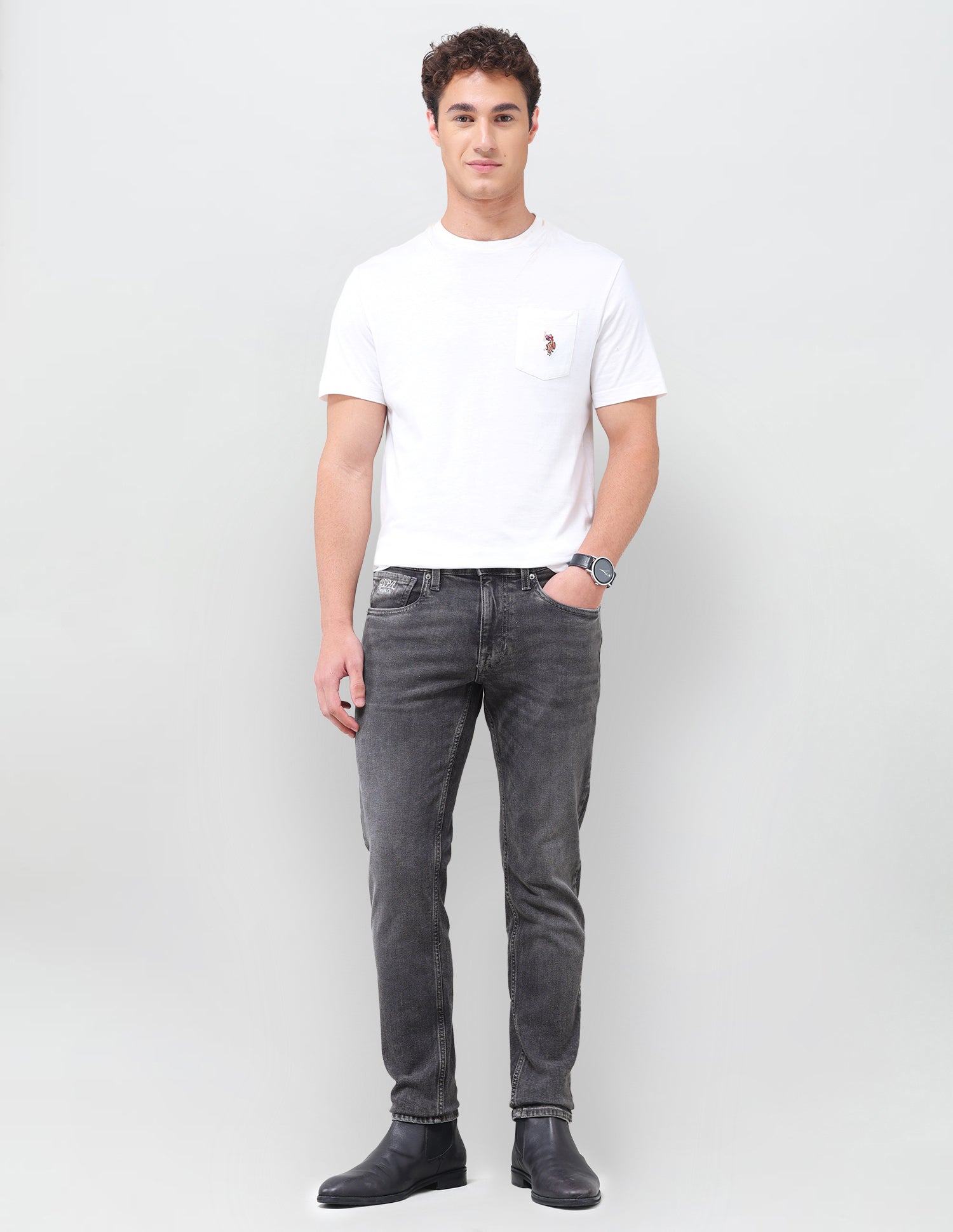 Brandon Slim Tapered Fit Grey Jeans Grey - U.S. Polo Assn. India | Large