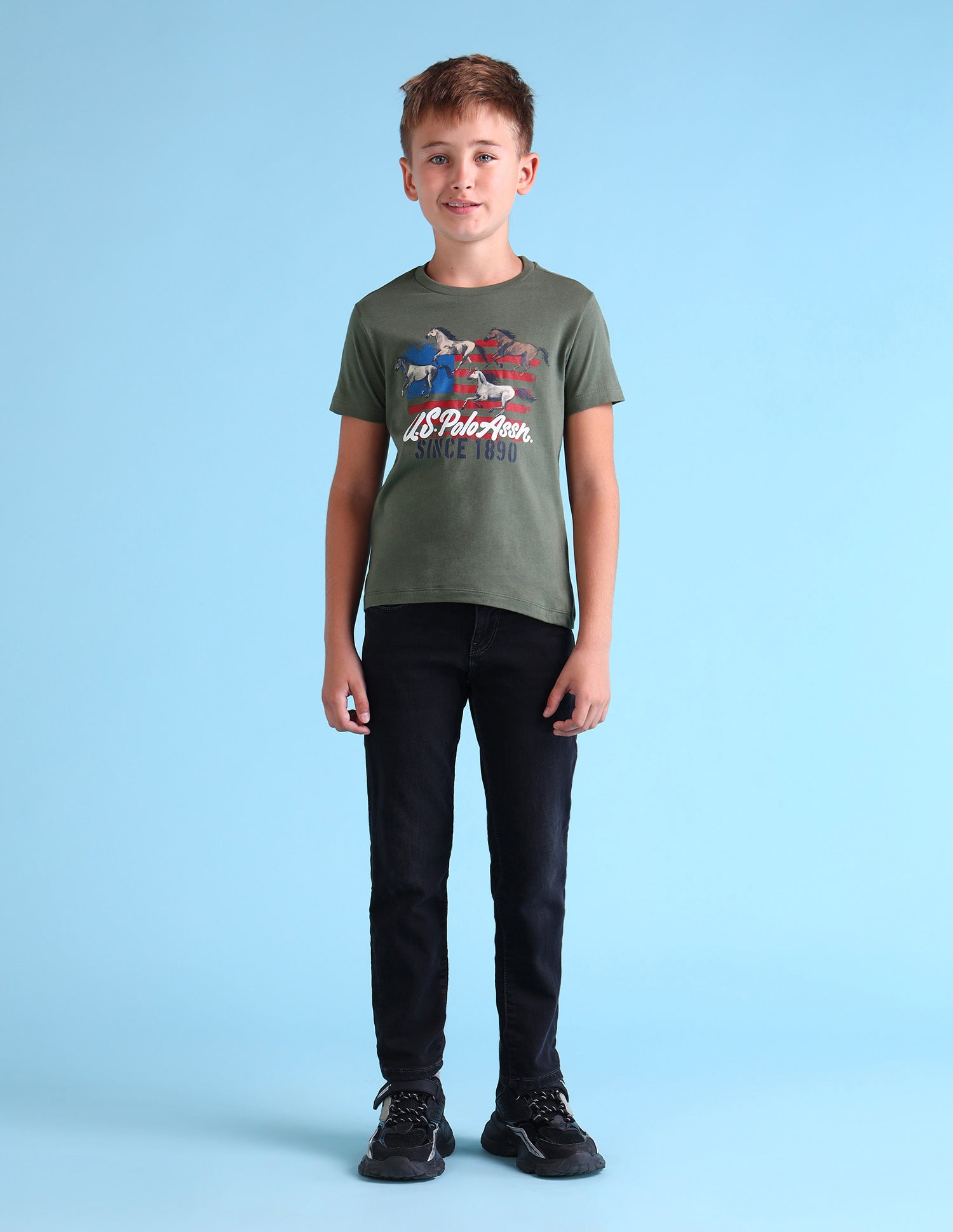 Boys Crew Neck T-Shirt Olive - U.S. POLO ASSN. | Large