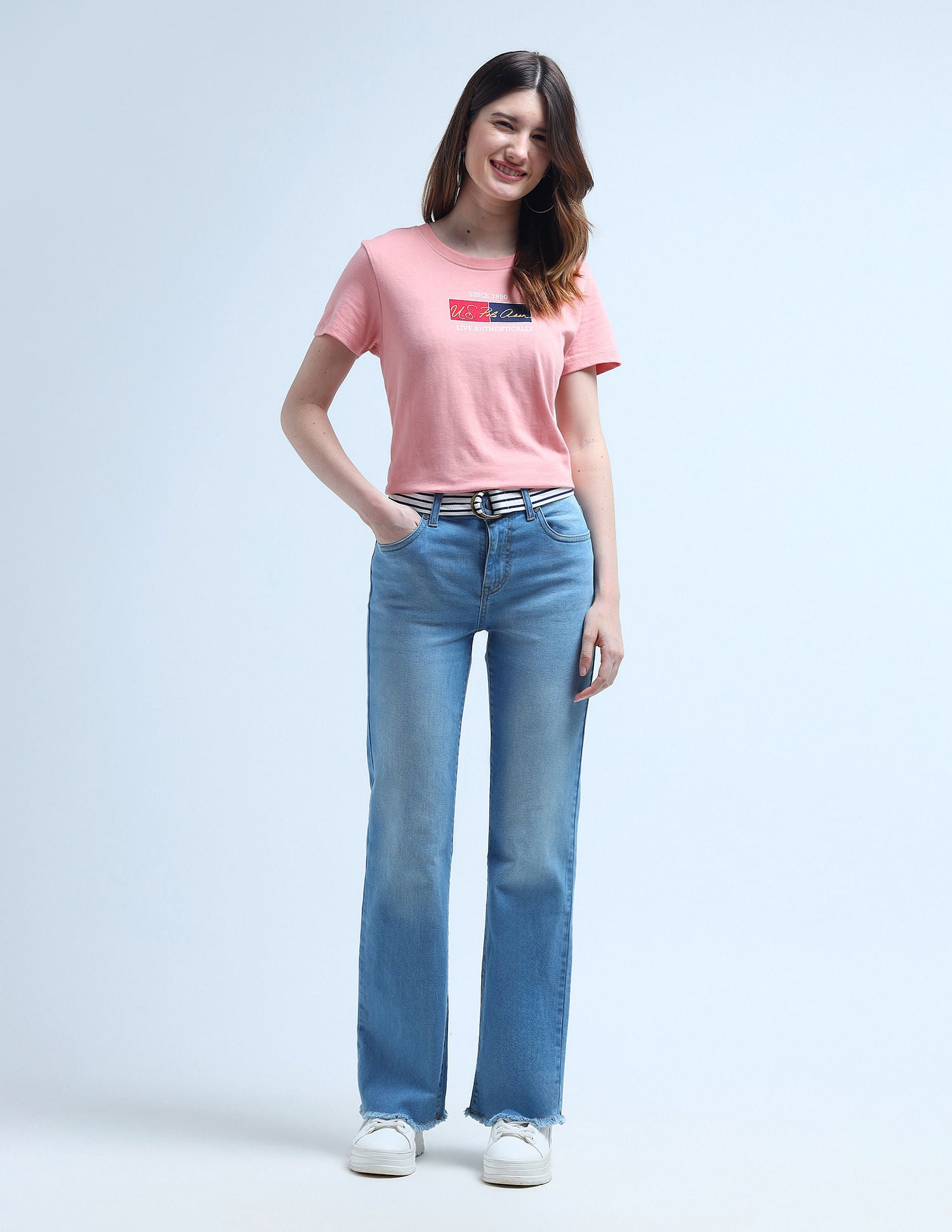 High Rise Boot Cut Jeans Blue - U.S. POLO ASSN. | Large