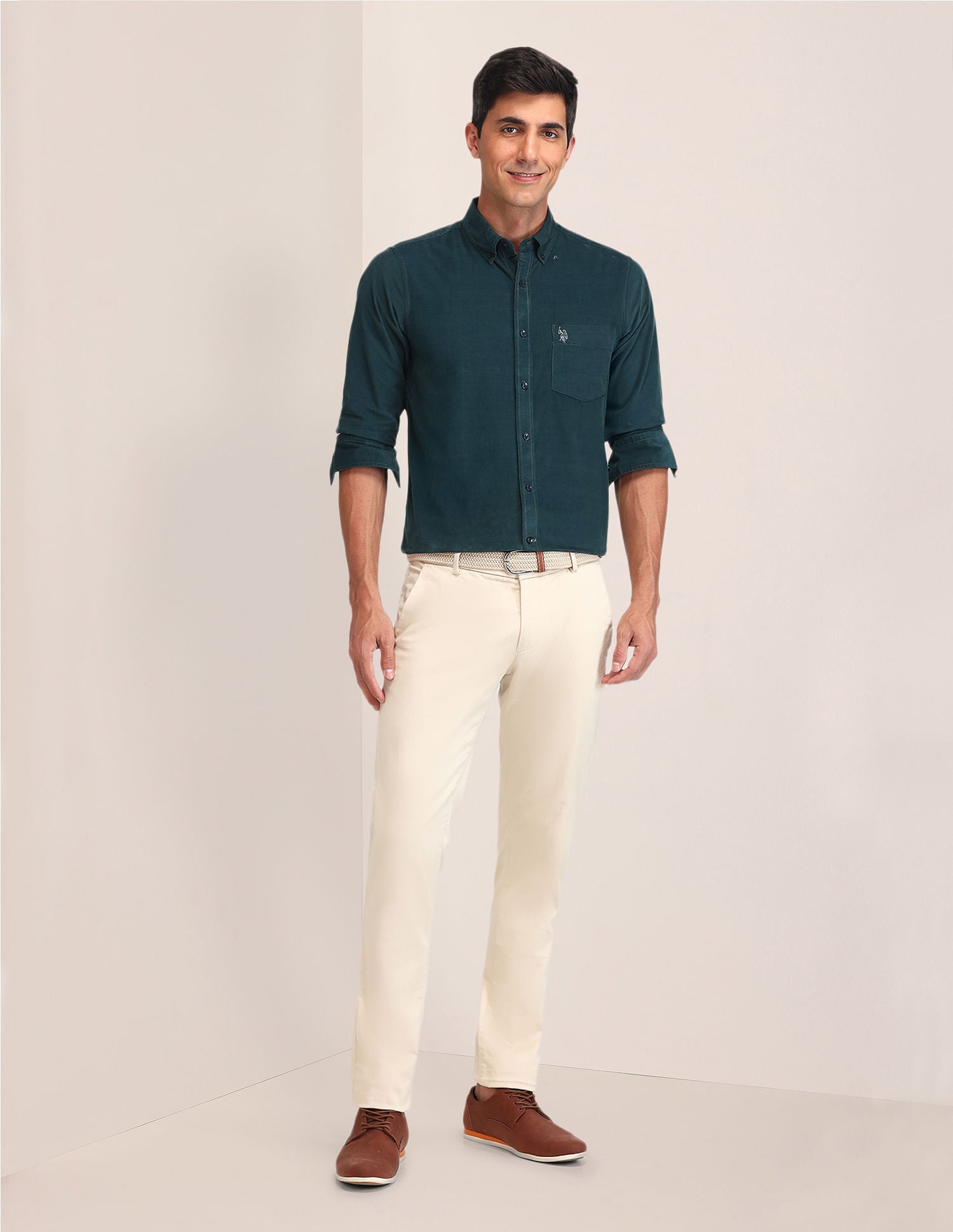 Tailored Fit Corduroy Shirt Dark Green - U.S. Polo Assn. India | Large