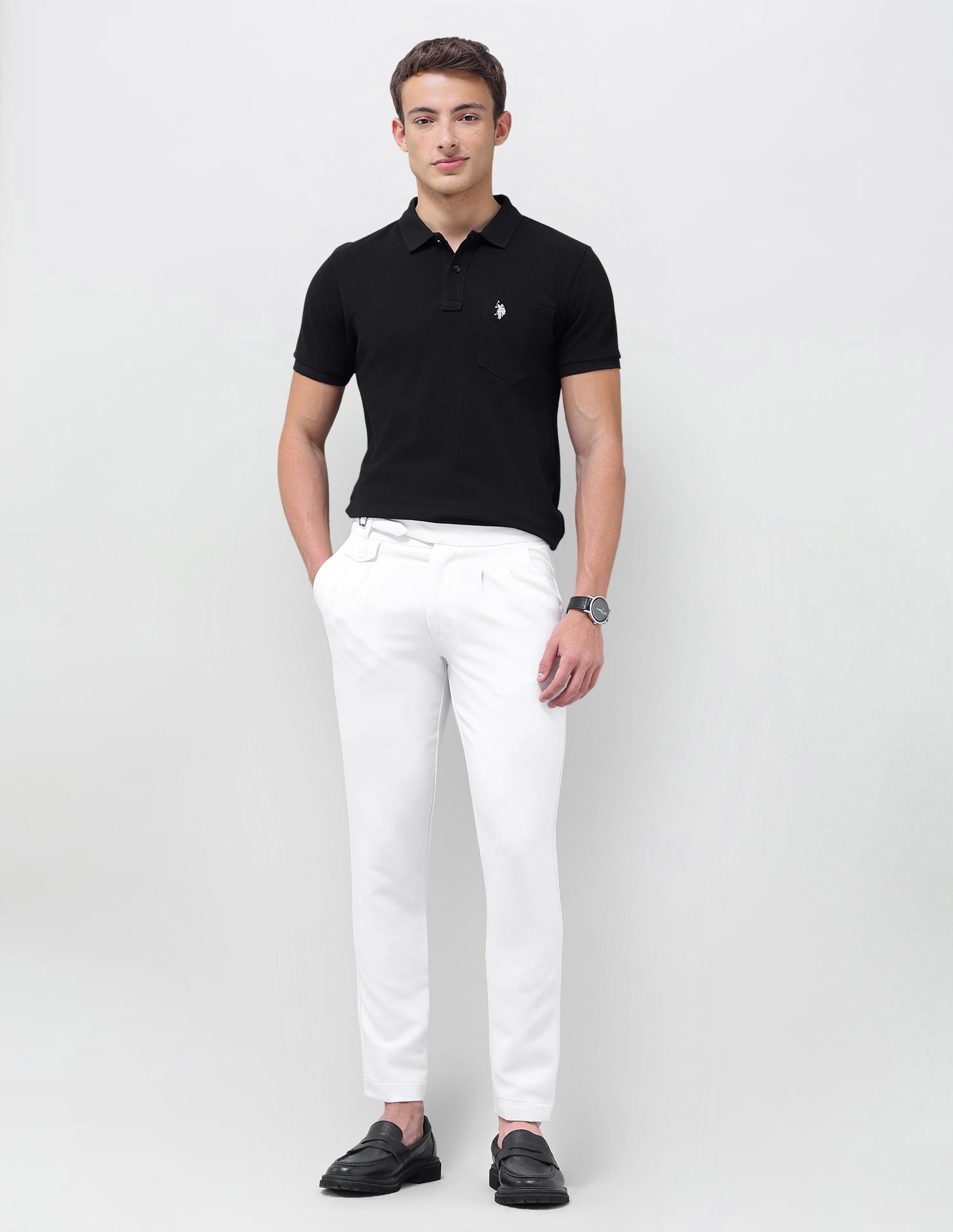 Solid Slim Fit Polo Shirt Black - U.S. Polo Assn. India | Large