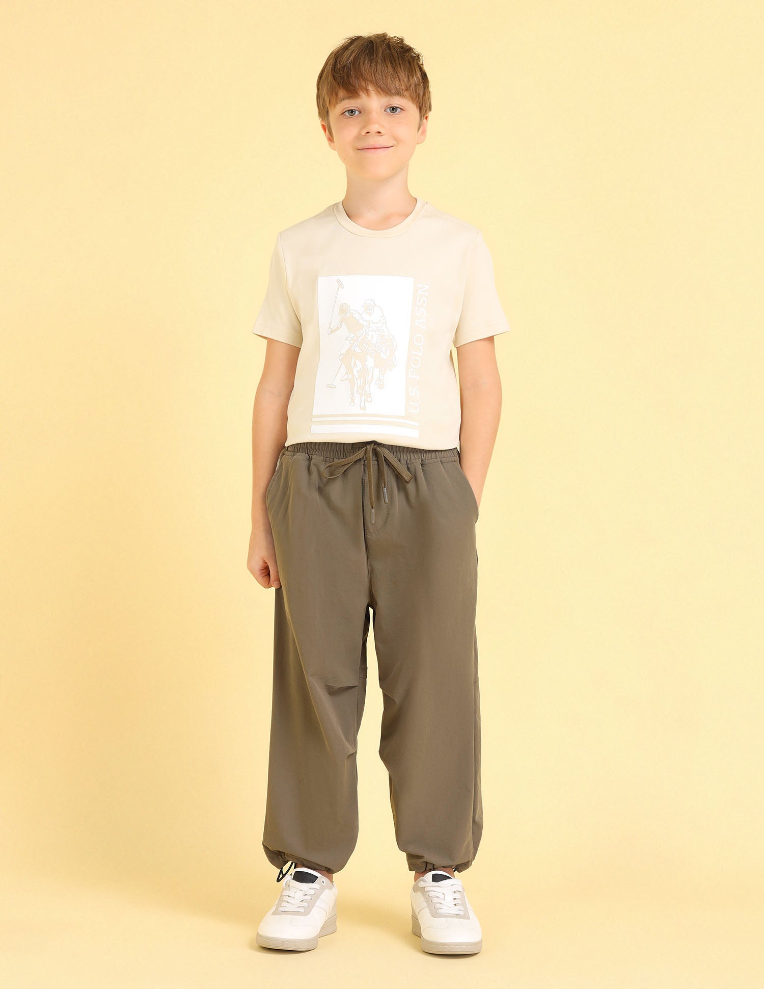 UKTRO0208 LT. BROWN Boys Trousers Light Brown - U.S. POLO ASSN. | Large
