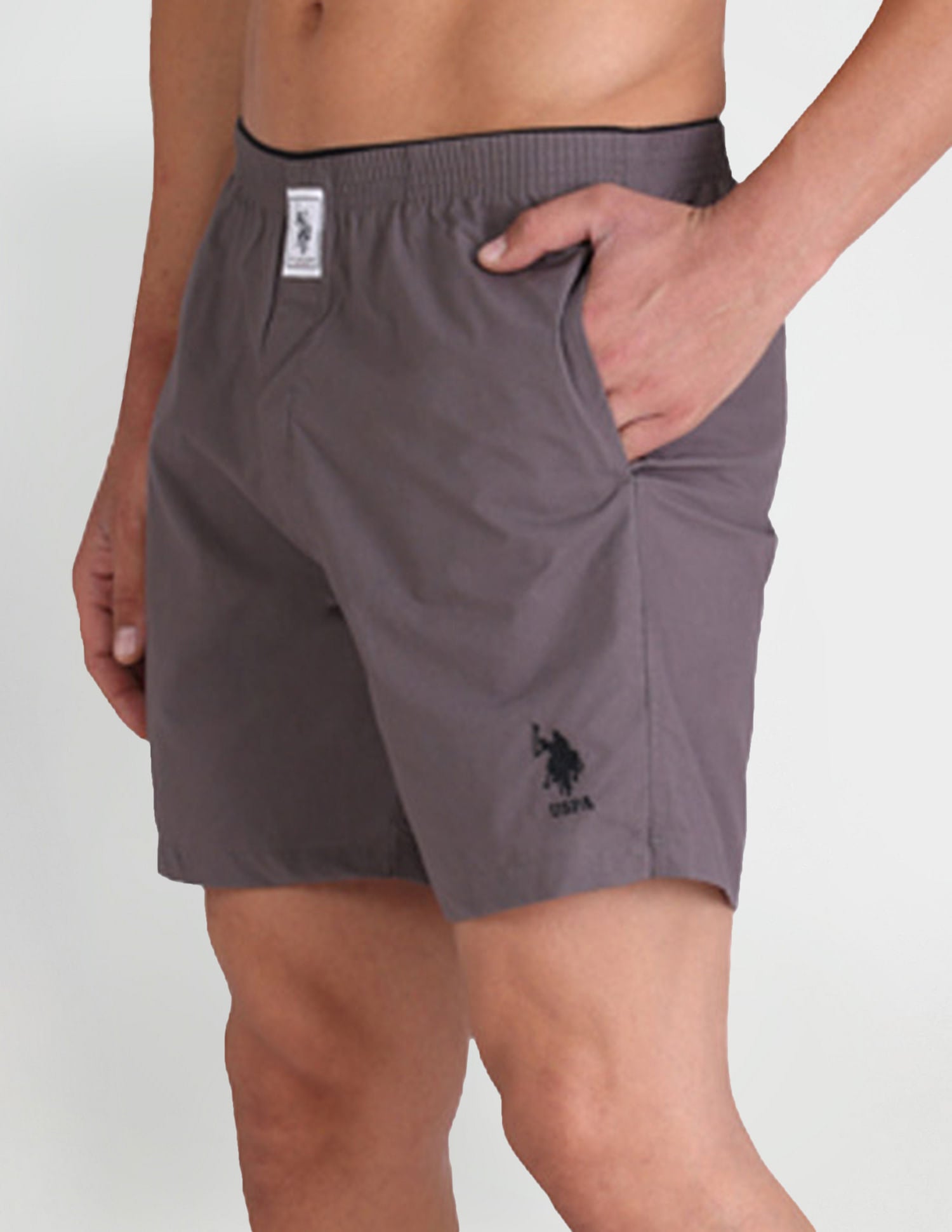Pure Cotton Brushed Elastic I108 Boxers - Pack Of 1 Grey - U.S. Polo Assn. India | Large