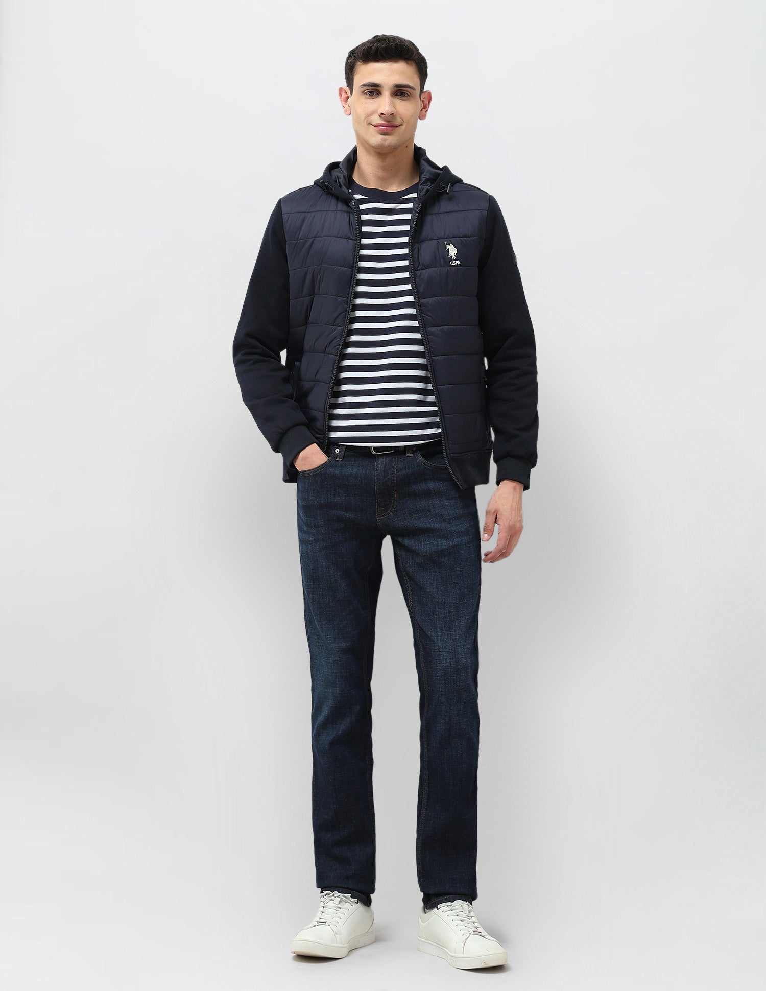 Solid Hooded Puffer Jacket Navy - U.S. POLO ASSN. | Large