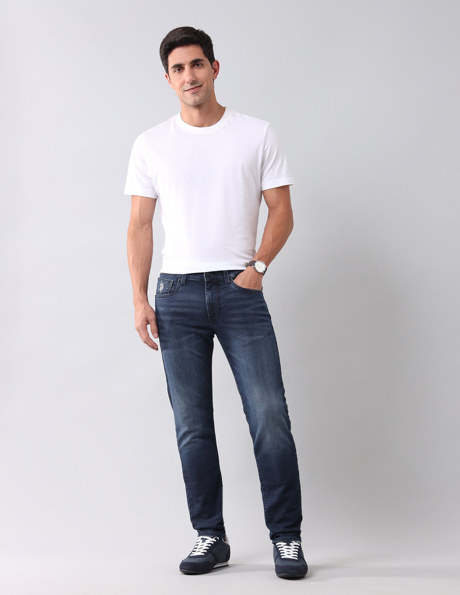 Brandon Slim Tapered Blue Jeans Dark Wash - U.S. POLO ASSN. | Large