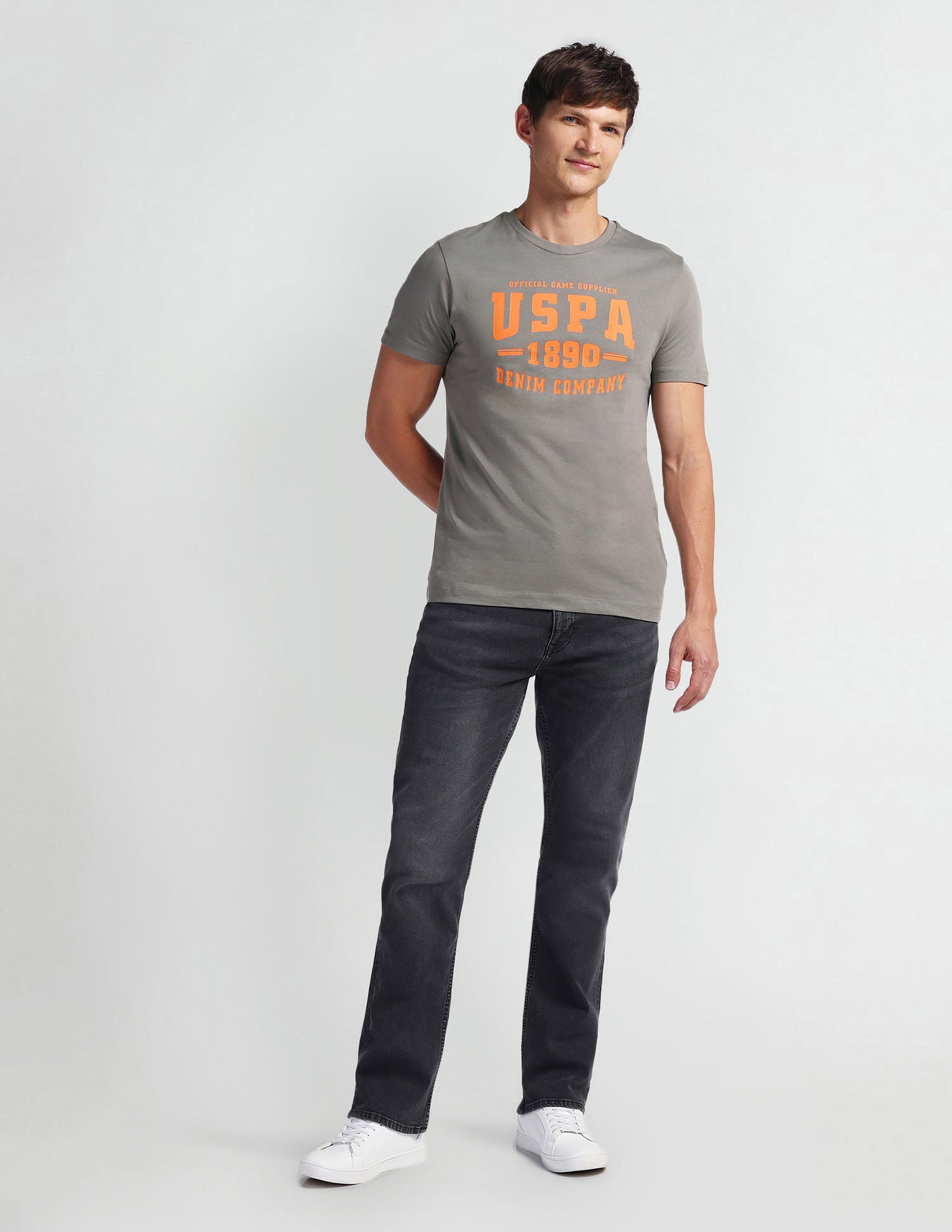 Brand Print Muscle Fit T-Shirt Dark Grey - U.S. POLO ASSN. | Large