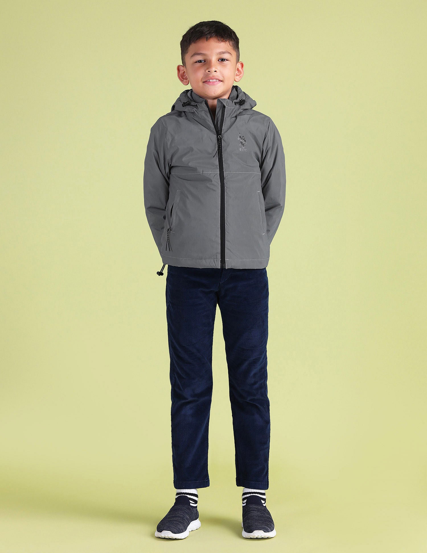 Boys Regular Fit Solid Padded Jacket Silver - U.S. POLO ASSN. | Large