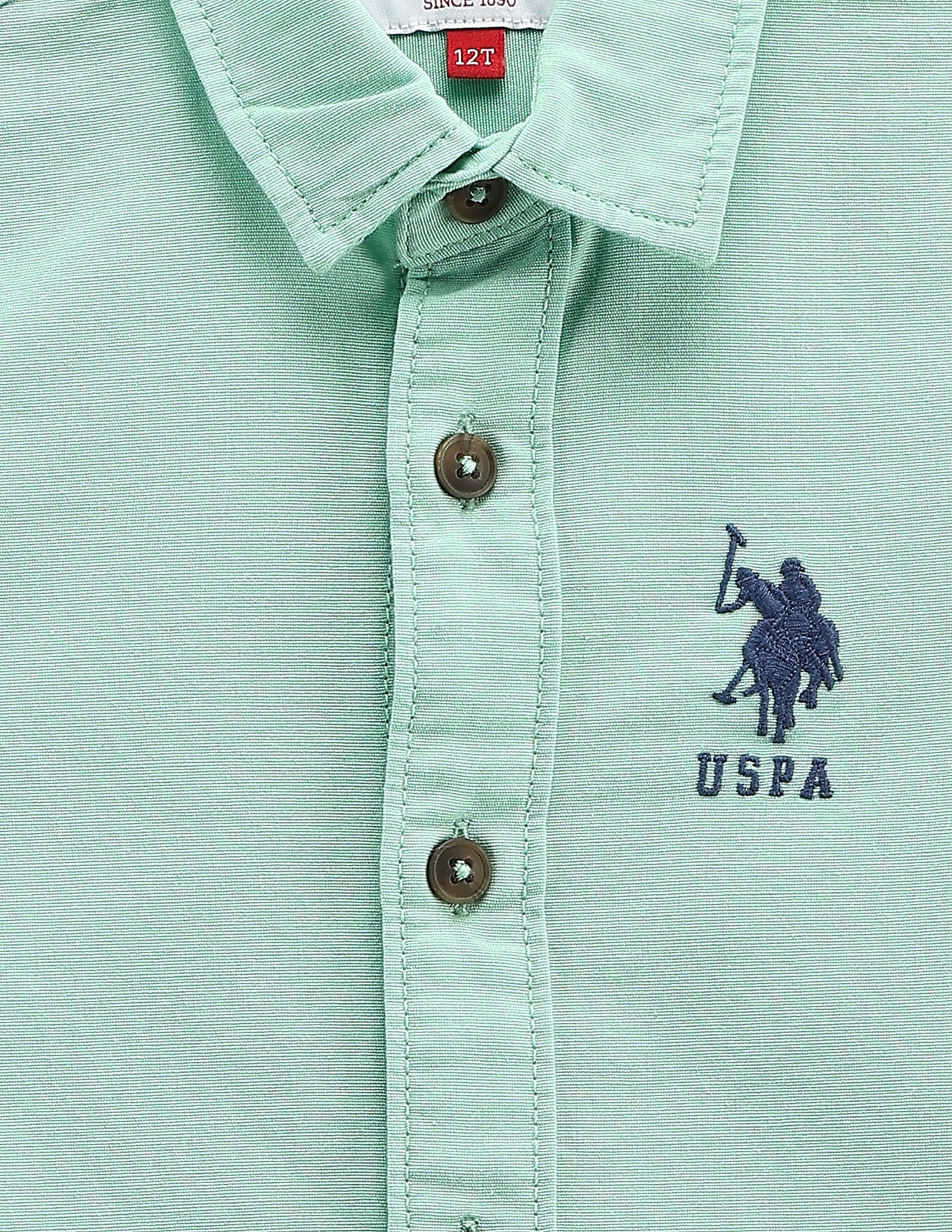 Solid Cotton Shirt Mint - U.S. POLO ASSN. | Large