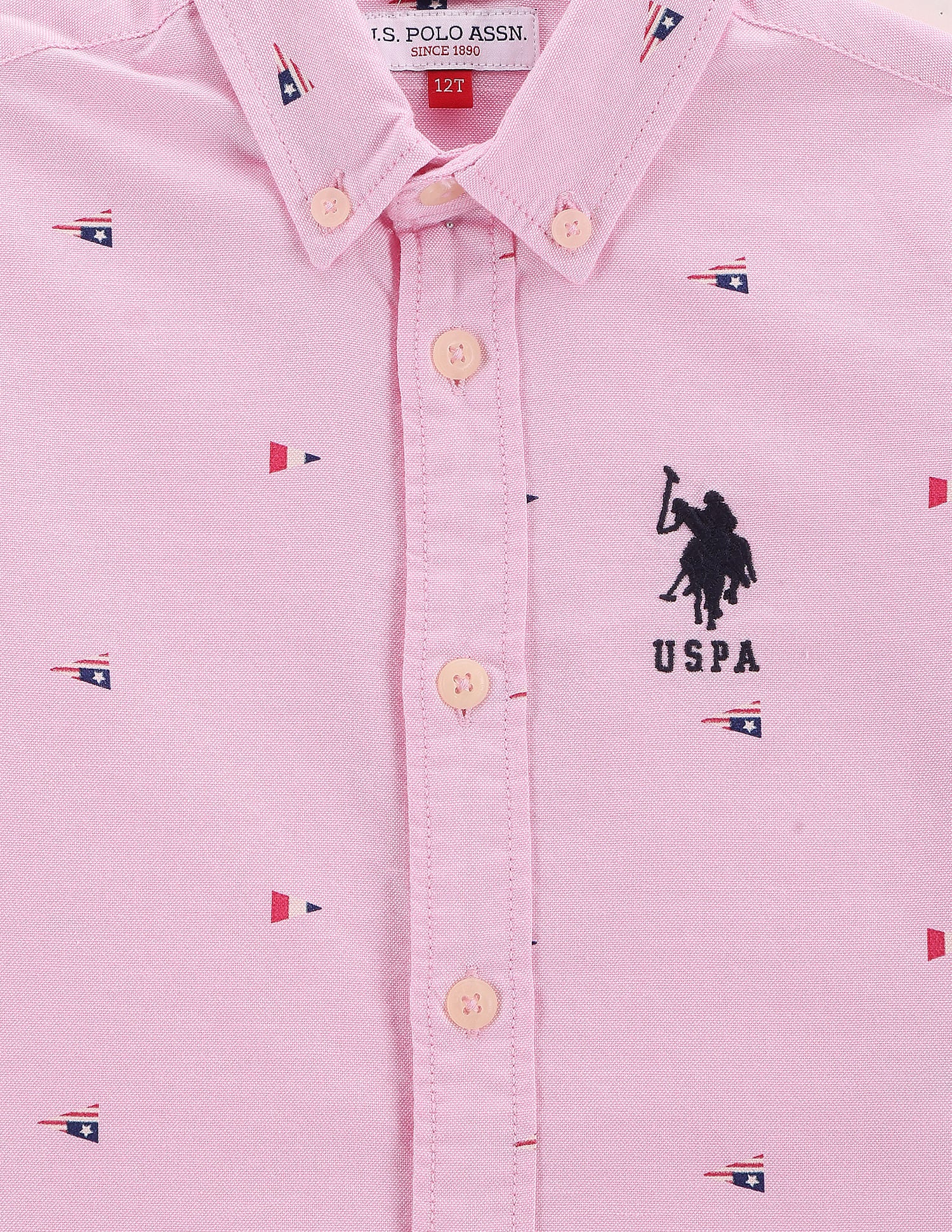 Boys Flag Print Shirt Light Pink - U.S. POLO ASSN. | Large