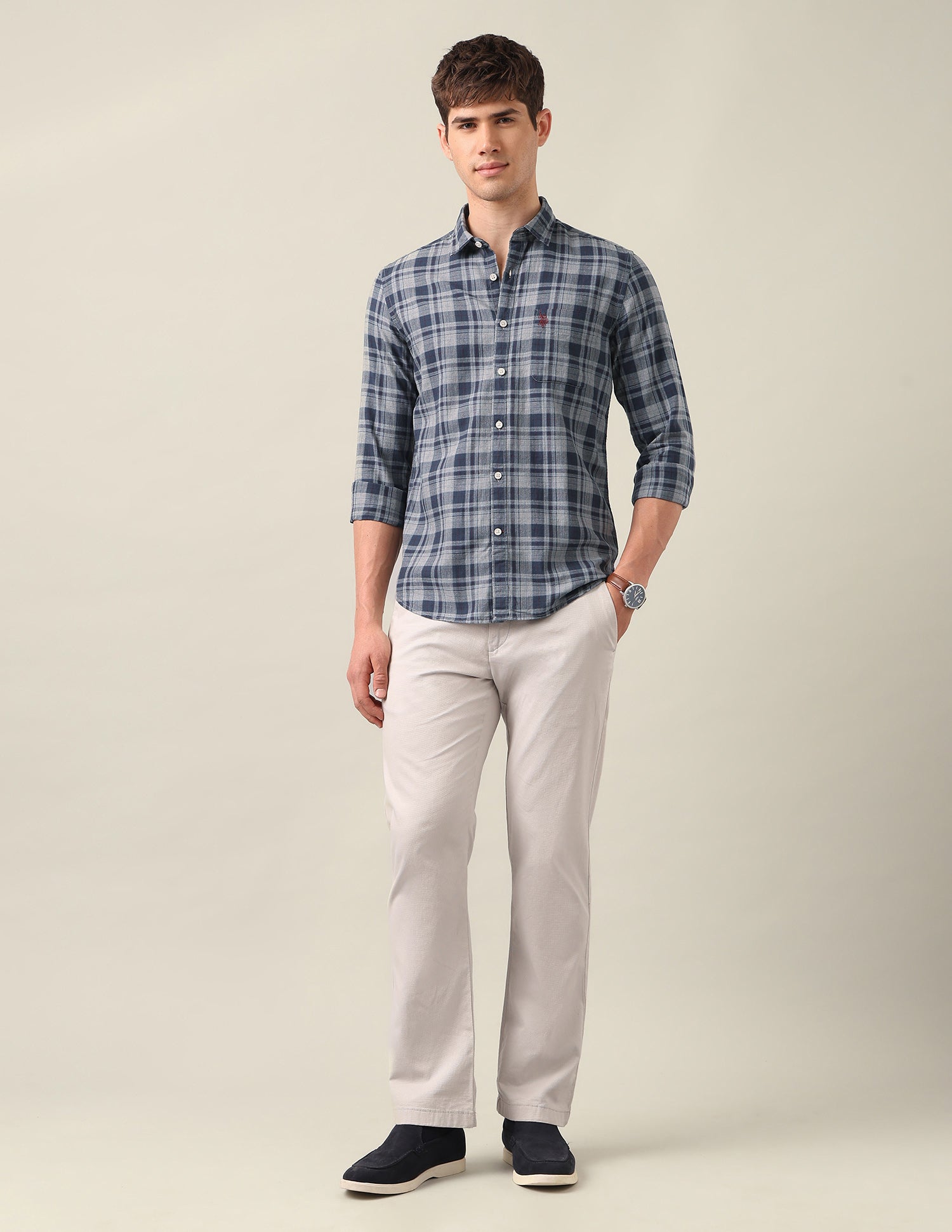 Tartan Checked Twill Shirt Teal - U.S. Polo Assn. India | Large