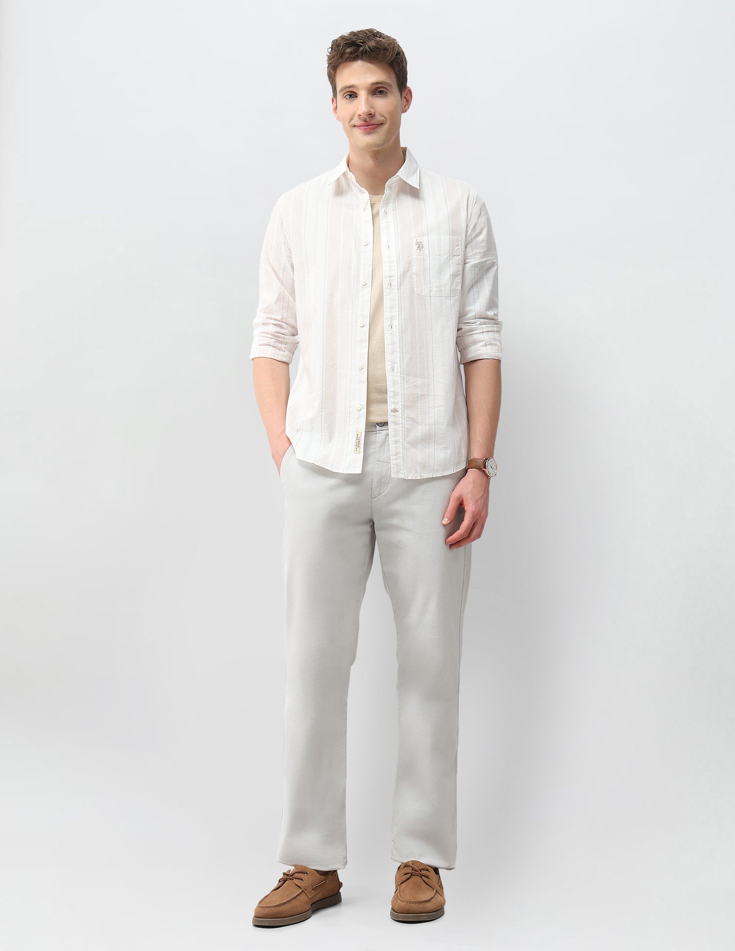 Vertical Striped Regular Fit Shirt Rust - U.S. Polo Assn. India | Large