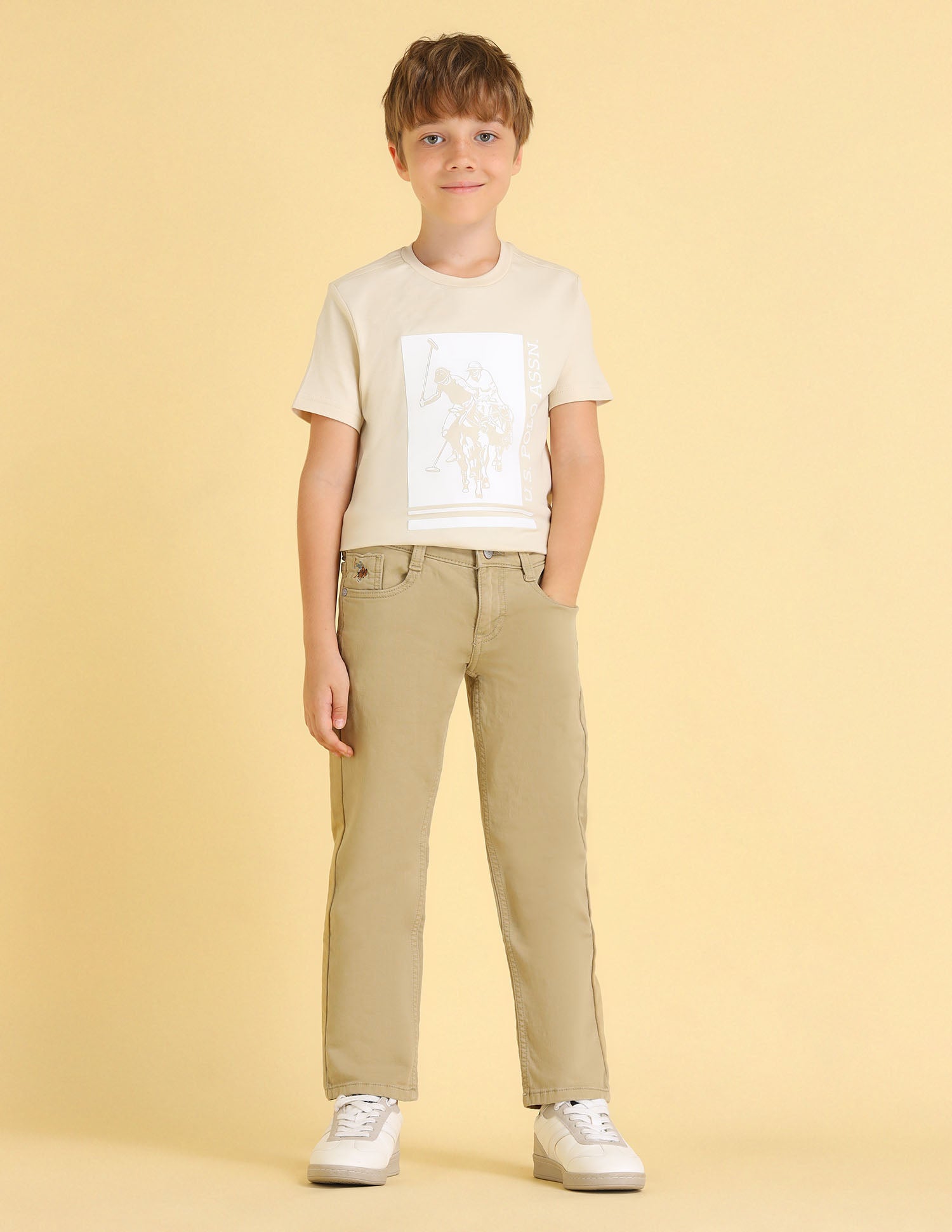 UKJEN682 KHAKI Boys Jeans Khaki - U.S. POLO ASSN. | Large