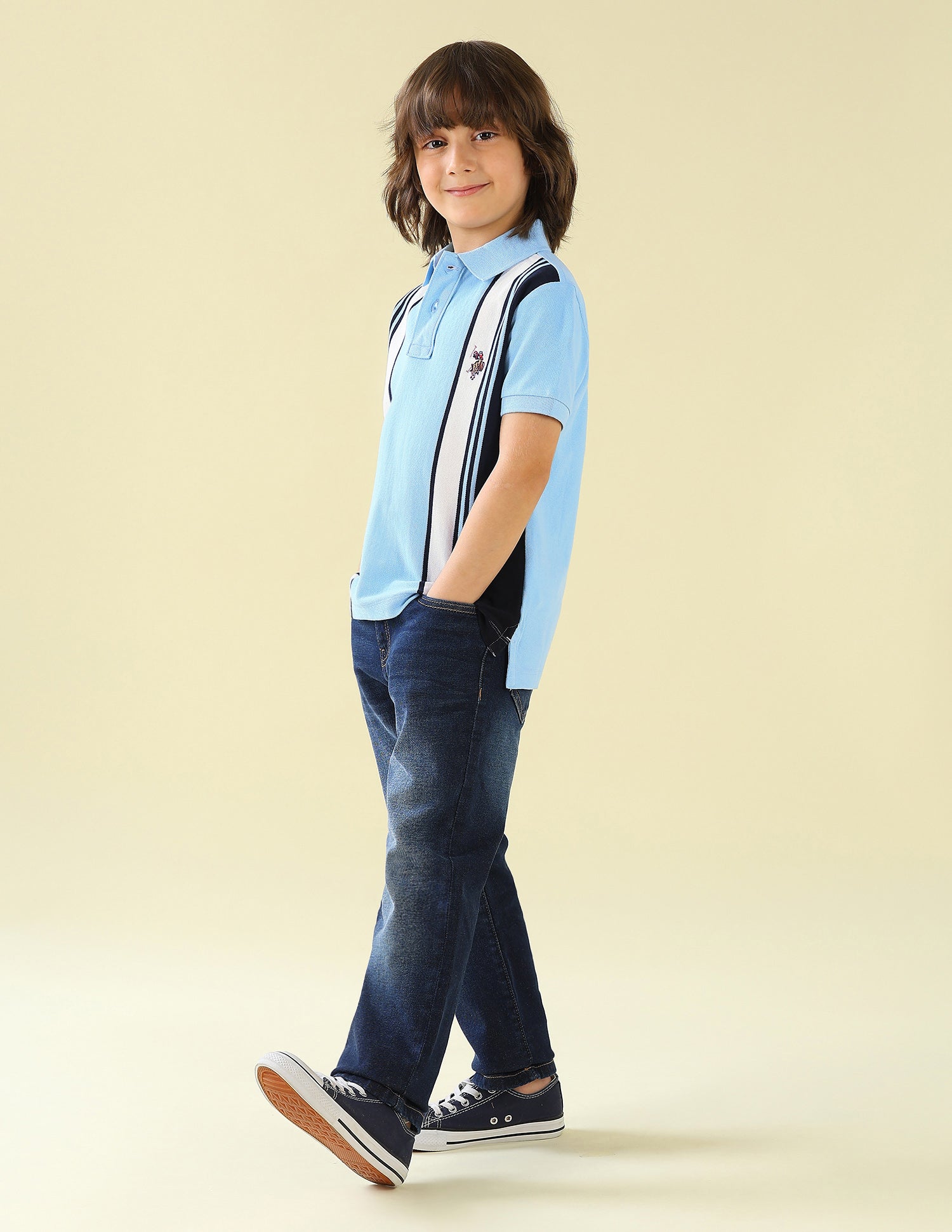 Vertical Striped Regular Fit Polo Shirt Blue - U.S. Polo Assn. India | Large