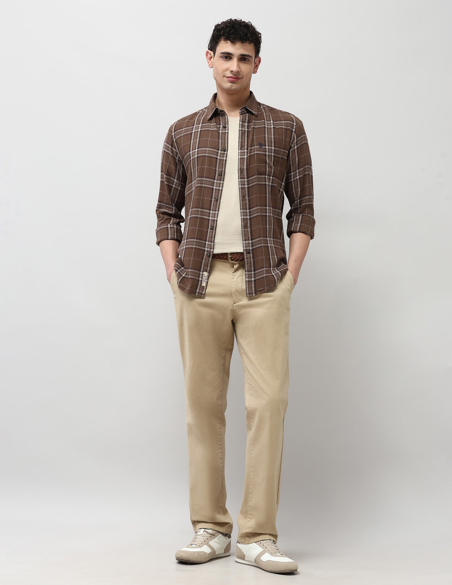 Plaid Checked Pure Cotton Shirt Dark Brown - U.S. Polo Assn. India | Large