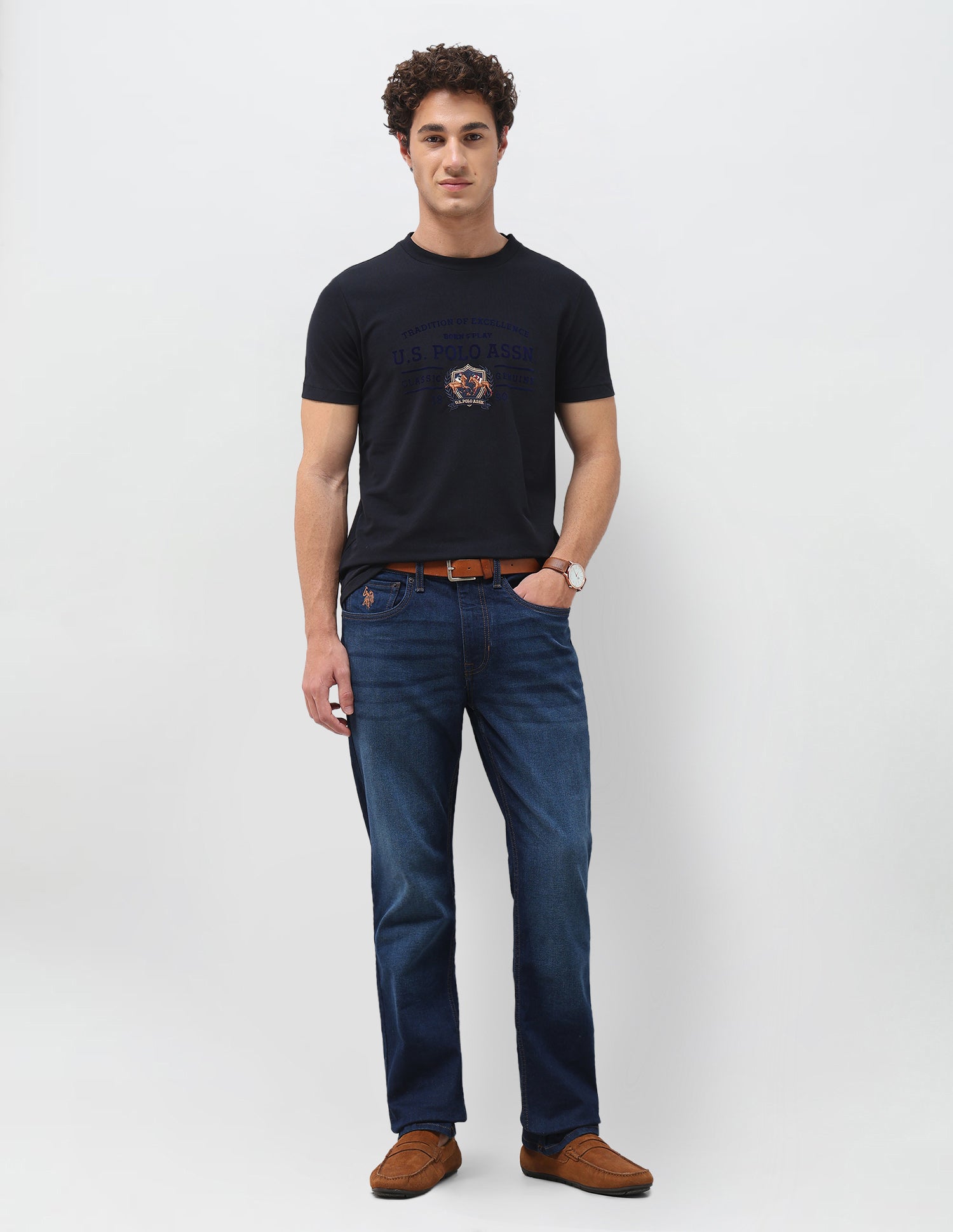 Graphic Brand Printed Slim Fit T-Shirt Navy - U.S. Polo Assn. India | Large
