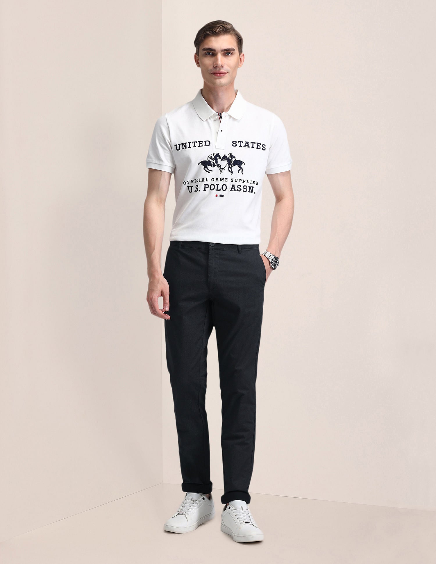 Mid Rise Regular Fit Trousers Grey - U.S. POLO ASSN. | Large