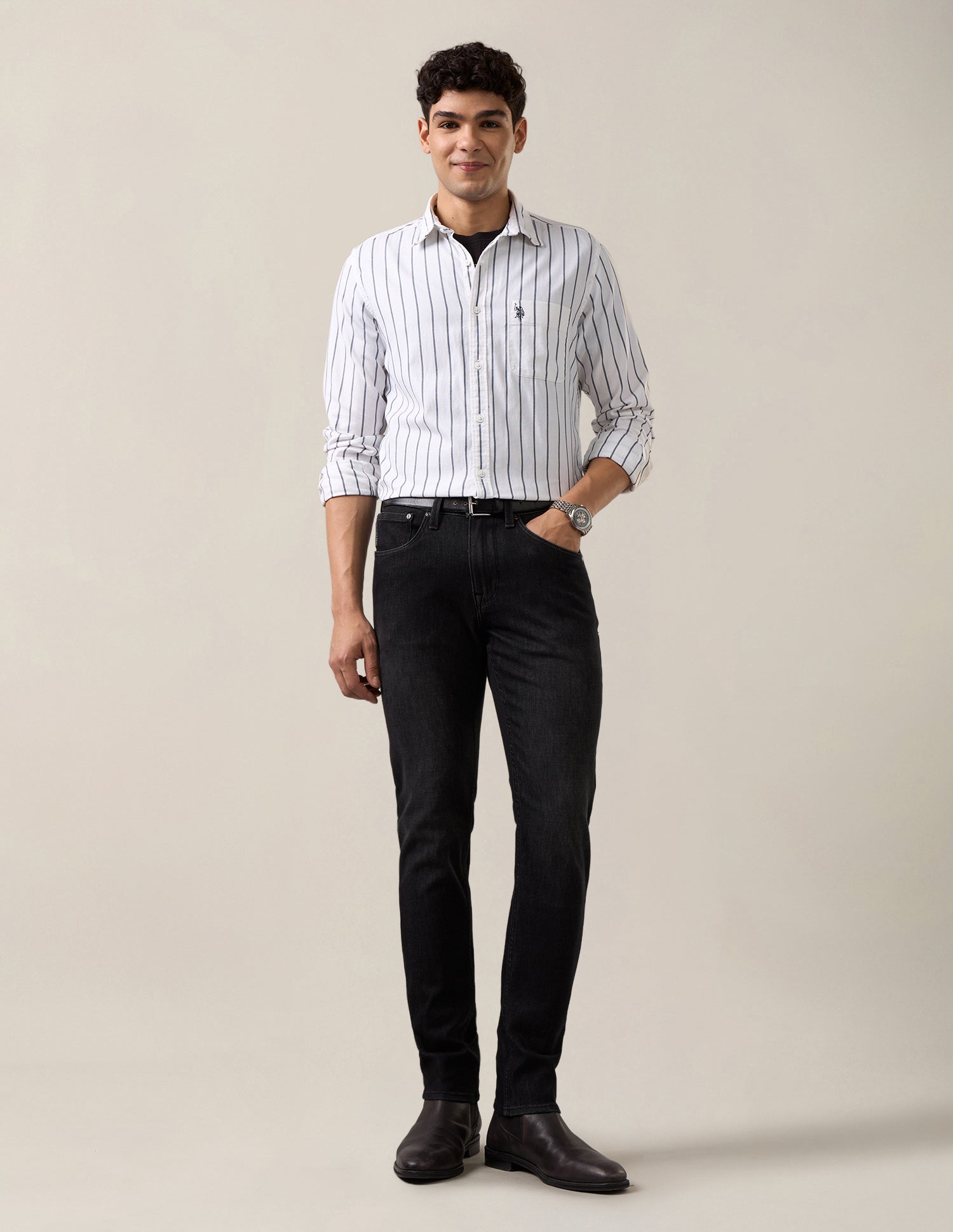 Brandon Slim-Tapered Fit Black Jeans Black - U.S. Polo Assn. India | Large