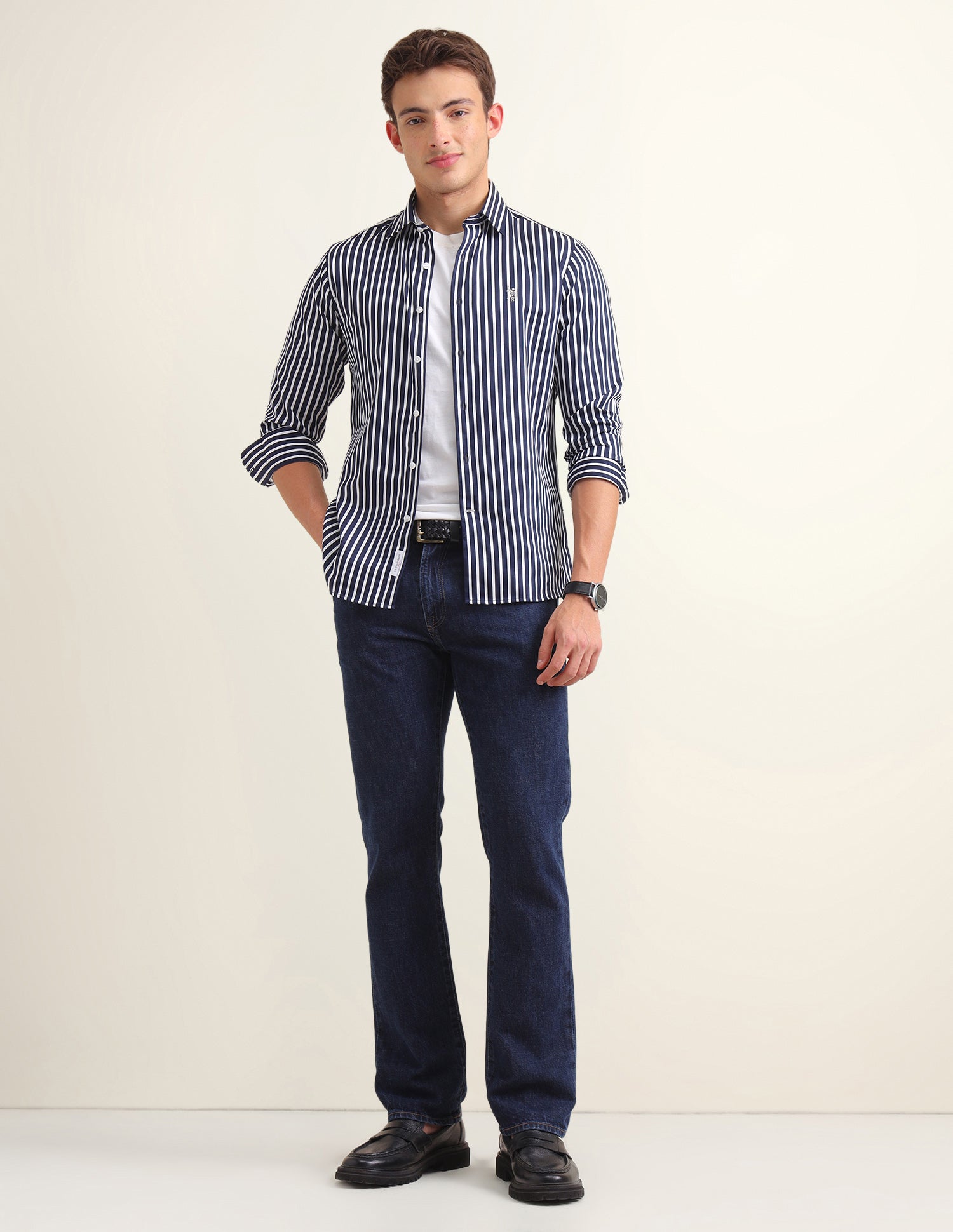 Vertical Striped Regular Fit Shirt Navy - U.S. Polo Assn. India | Large