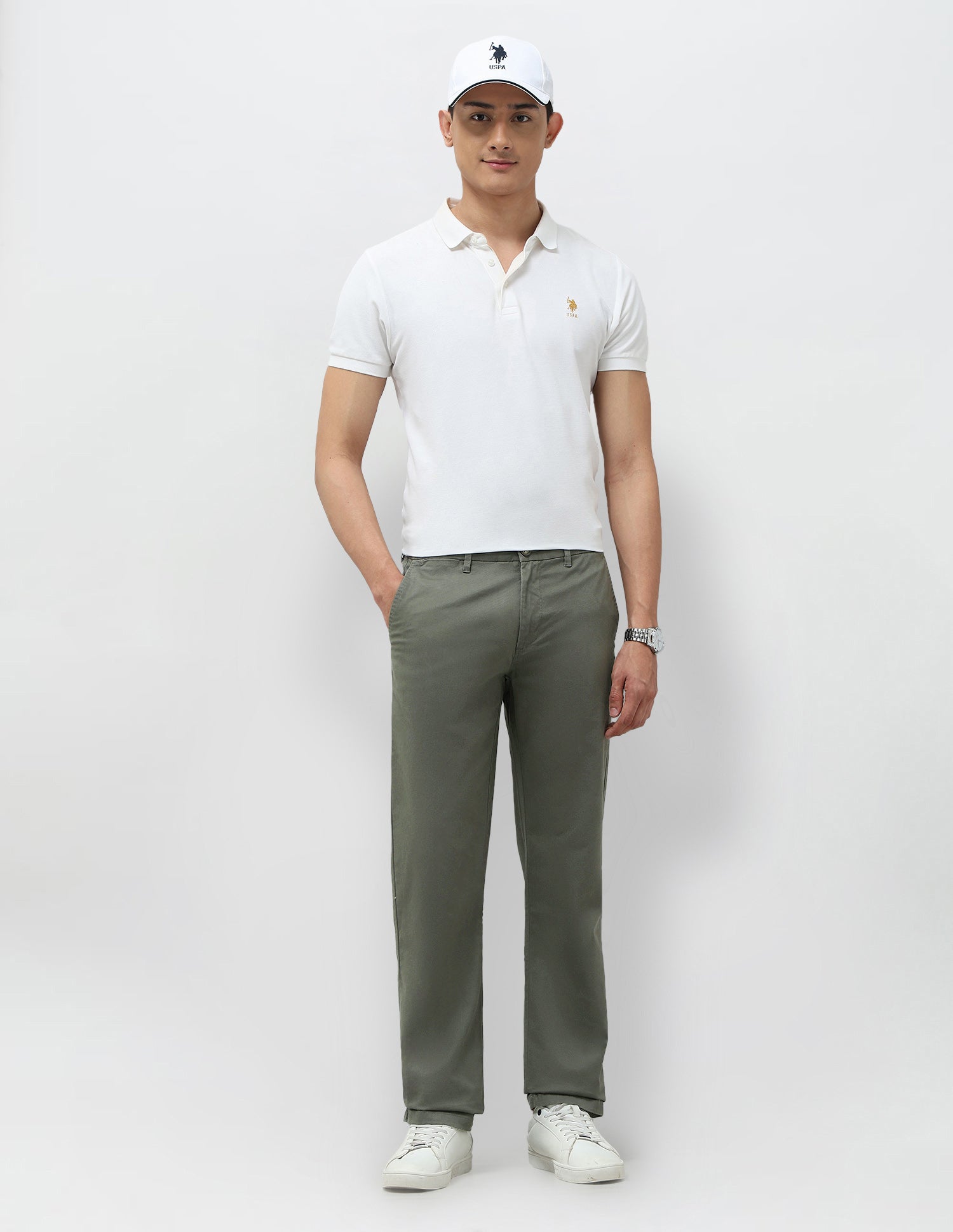 Mid Rise Satin Trousers Olive - U.S. POLO ASSN. | Large