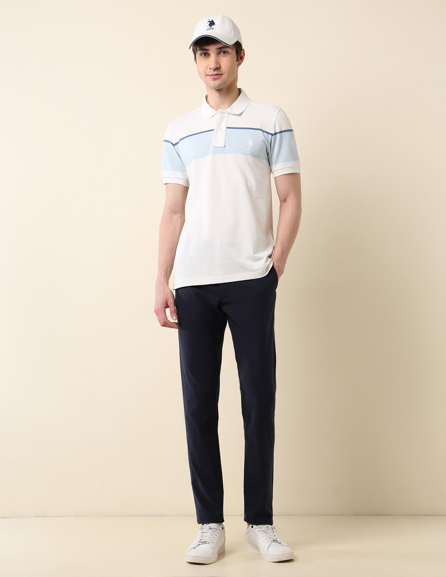 Colourblocked Classic Polo Shirt Off White - U.S. POLO ASSN. | Large