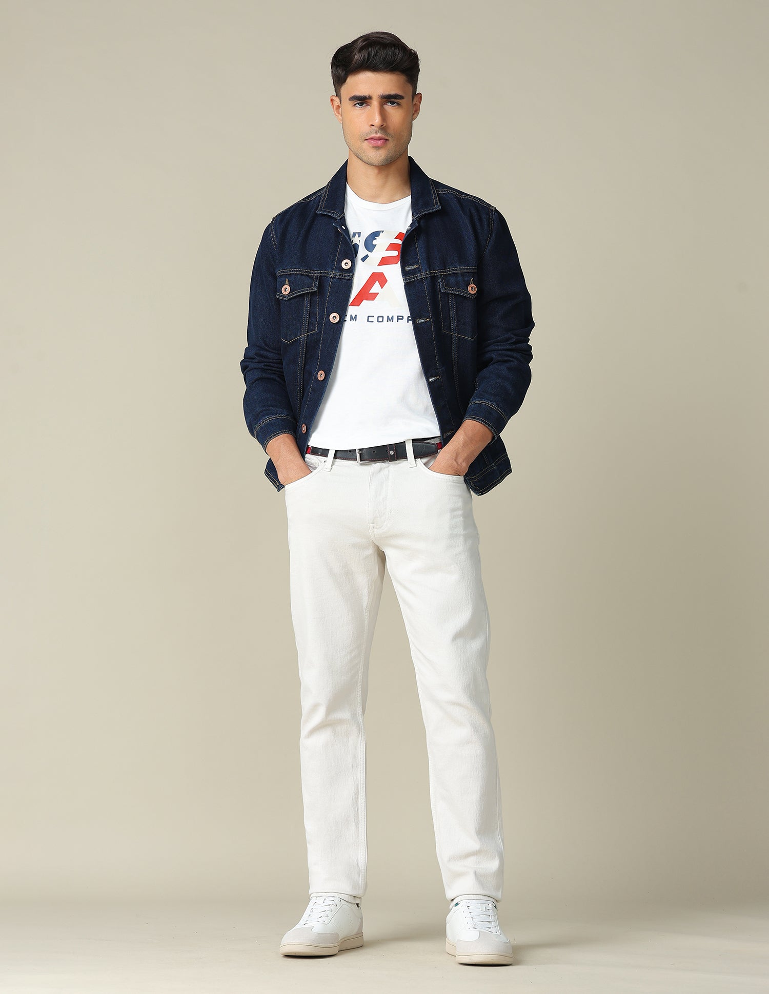 Muscle Fit Brand Printed T- Shirt Ivory - U.S. POLO ASSN. | Large