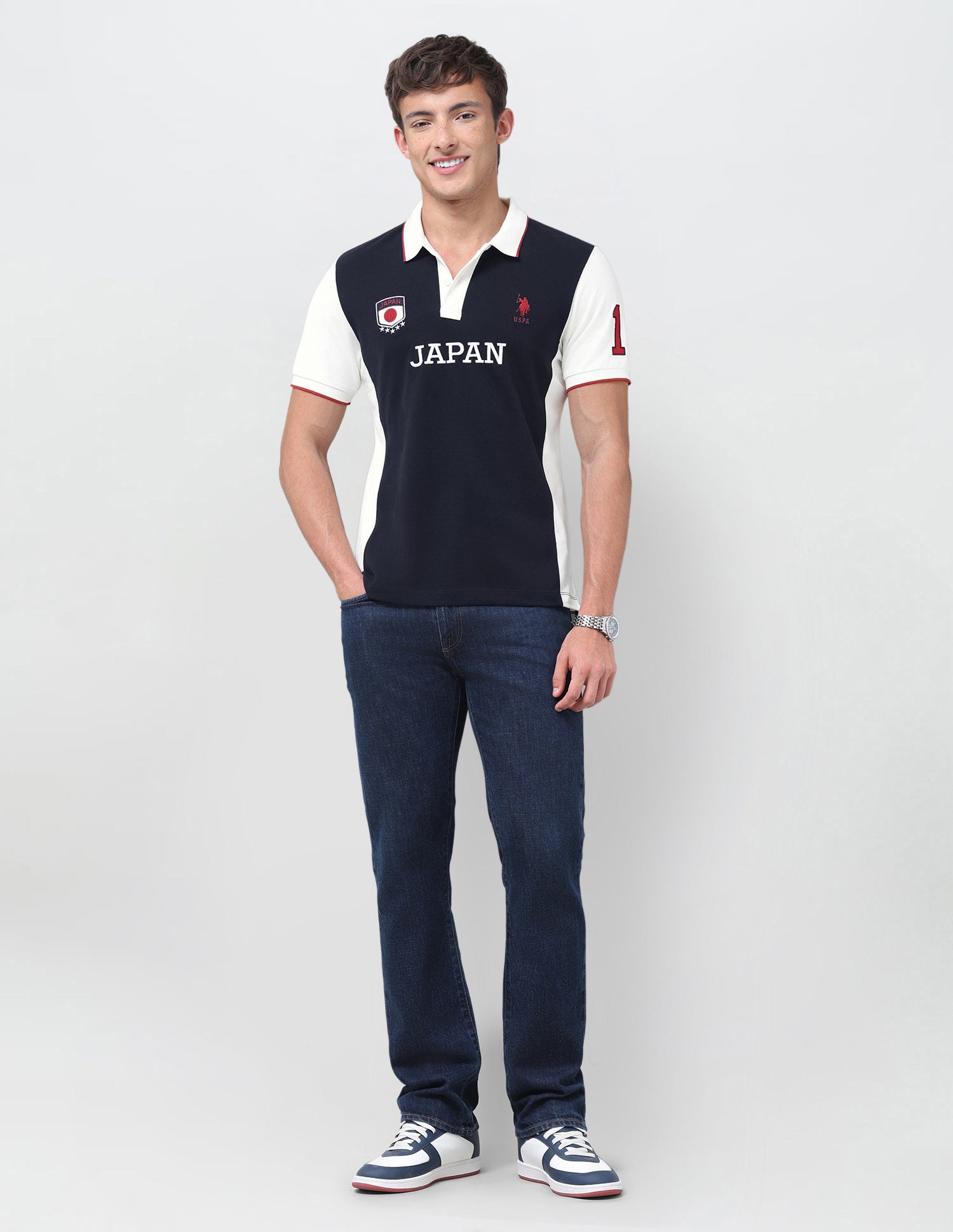 Colourblocked Slim Fit Polo Shirt Navy - U.S. Polo Assn. India | Large