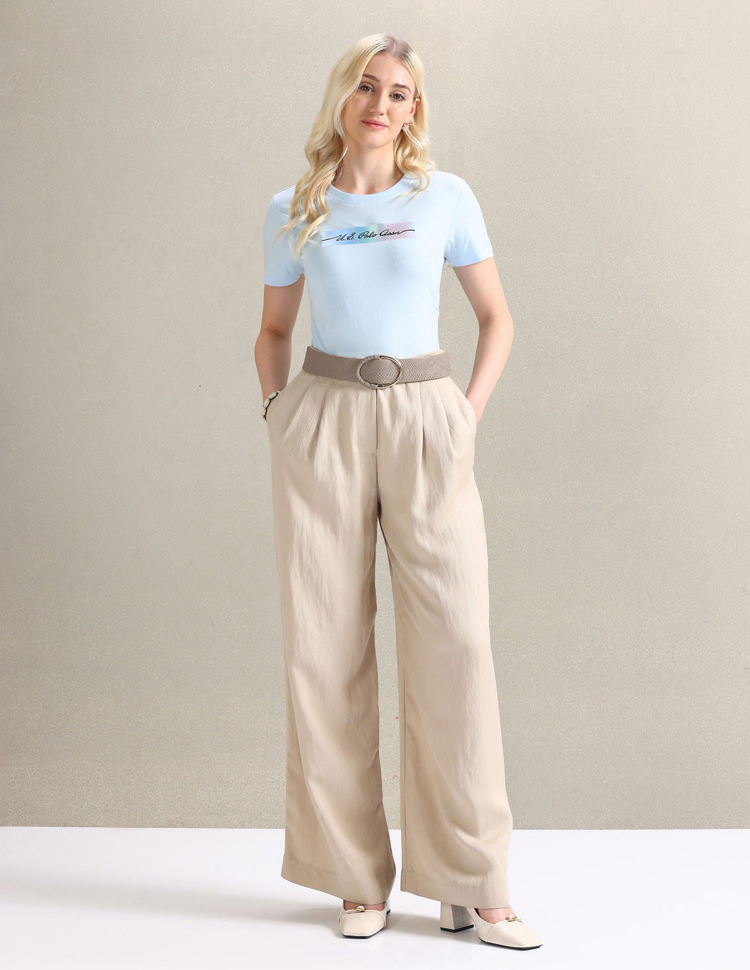 Rainbow Sticker Print Cotton T-Shirt Light Blue - U.S. POLO ASSN. | Large