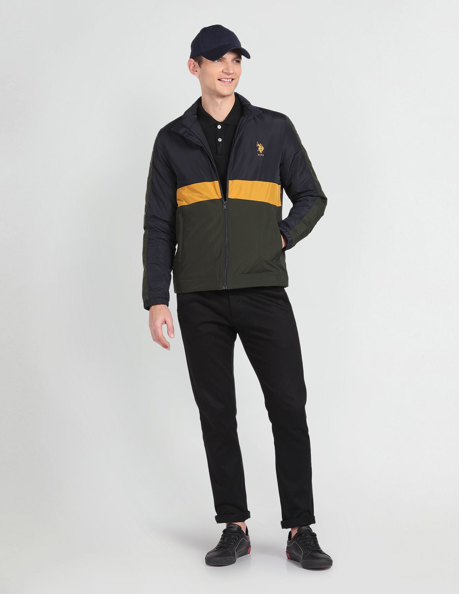 Lightweight Colour Block Jacket Navy - U.S. POLO ASSN. | Large