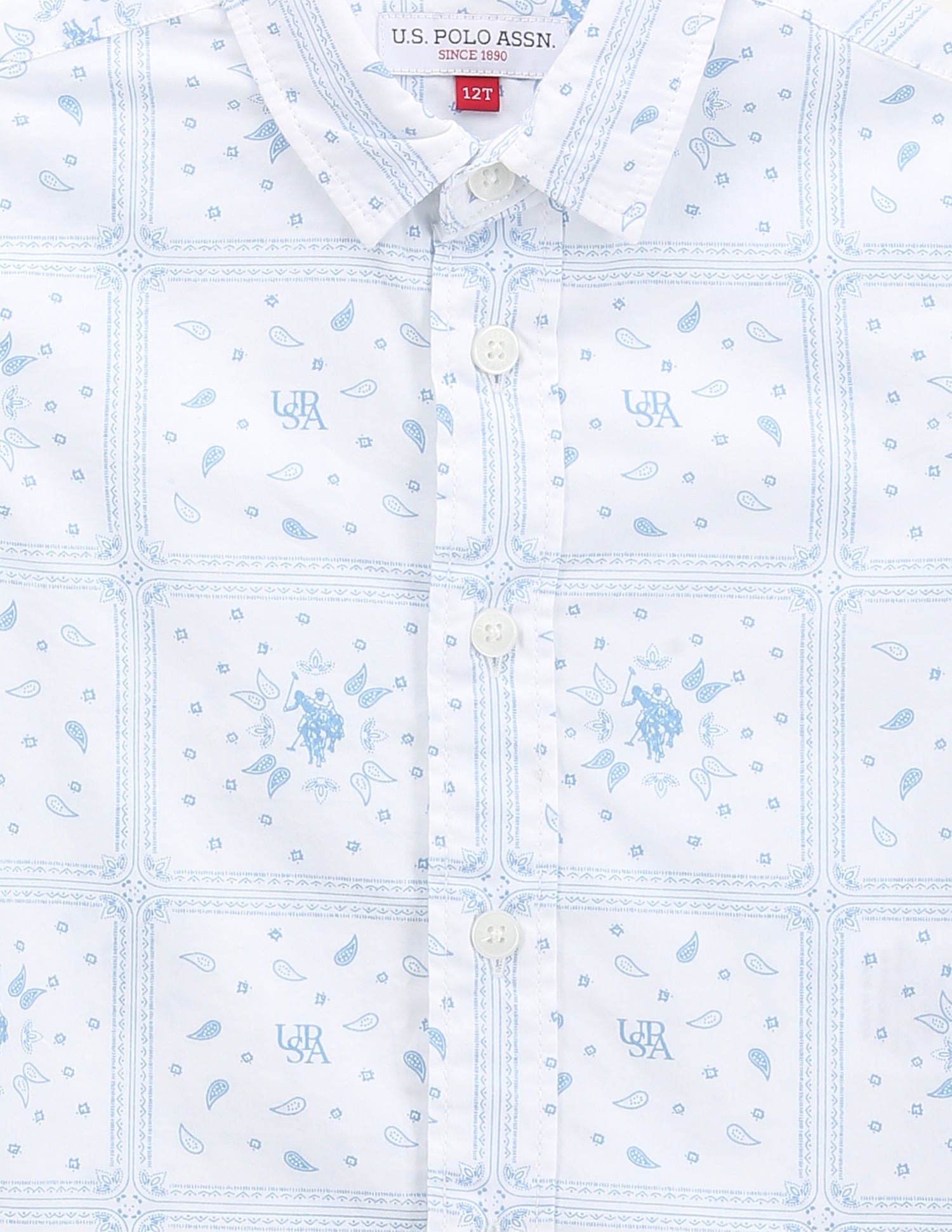 Boys Brand Print Paisley Shirt Blue - U.S. Polo Assn. India | Large