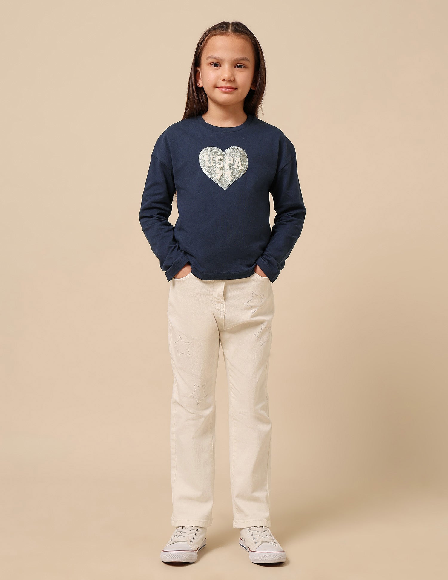 Girls Brand Printed Top Navy - U.S. POLO ASSN. | Large