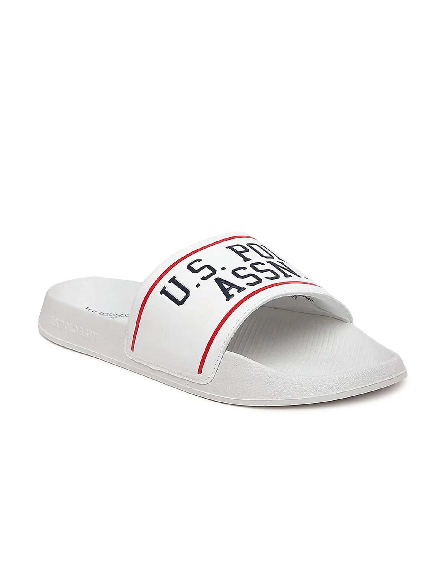 Men Brand Printed Trojan Sliders Off White - U.S. Polo Assn. India | Large