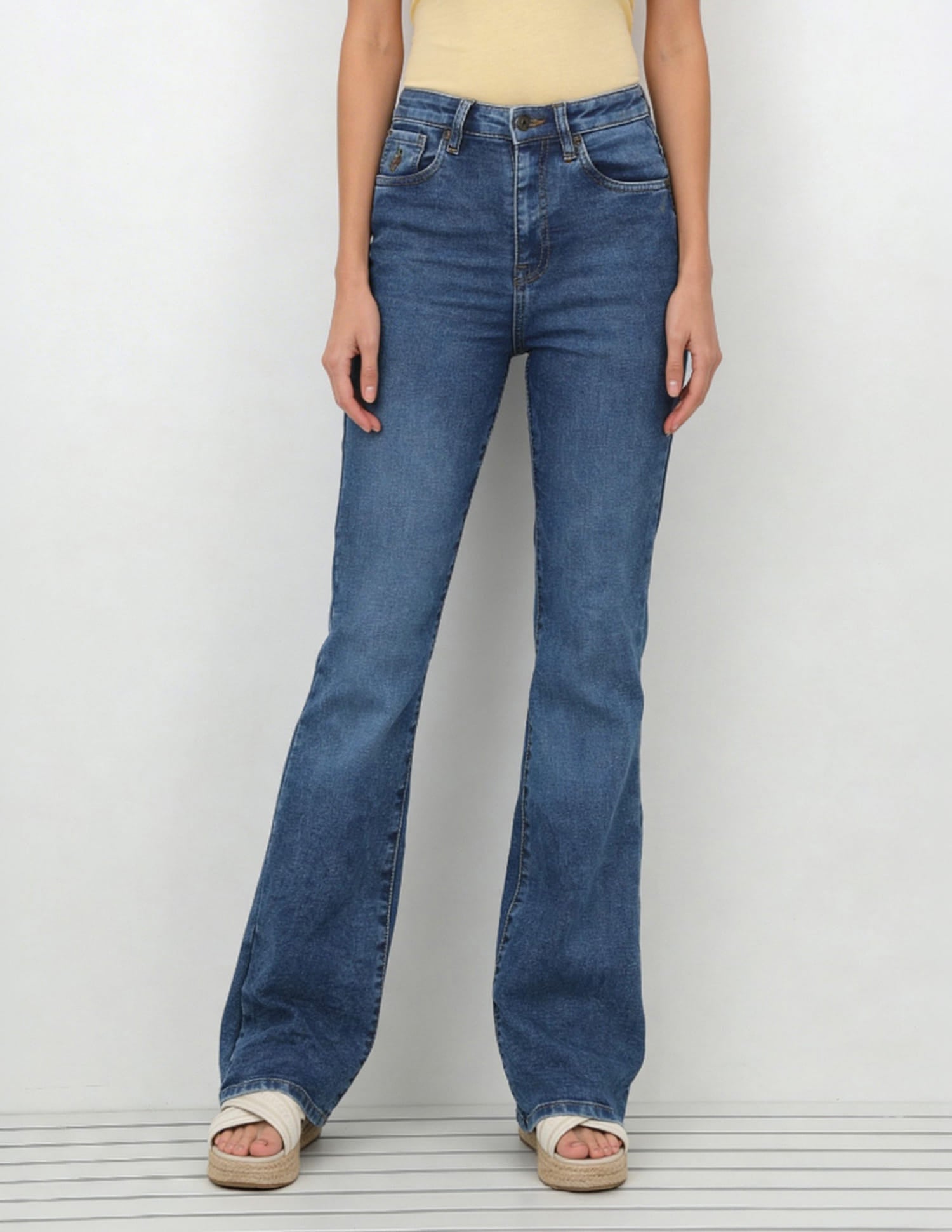 High Rise Flared Fit Jeans Blue - U.S. Polo Assn. India | Large