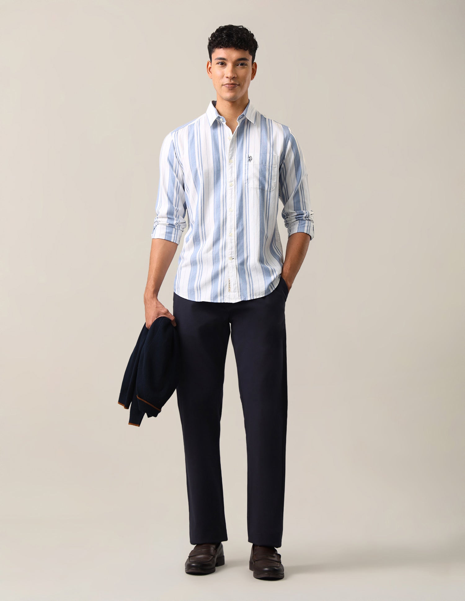 Vertical Striped Regular Fit Shirt Blue - U.S. Polo Assn. India | Large