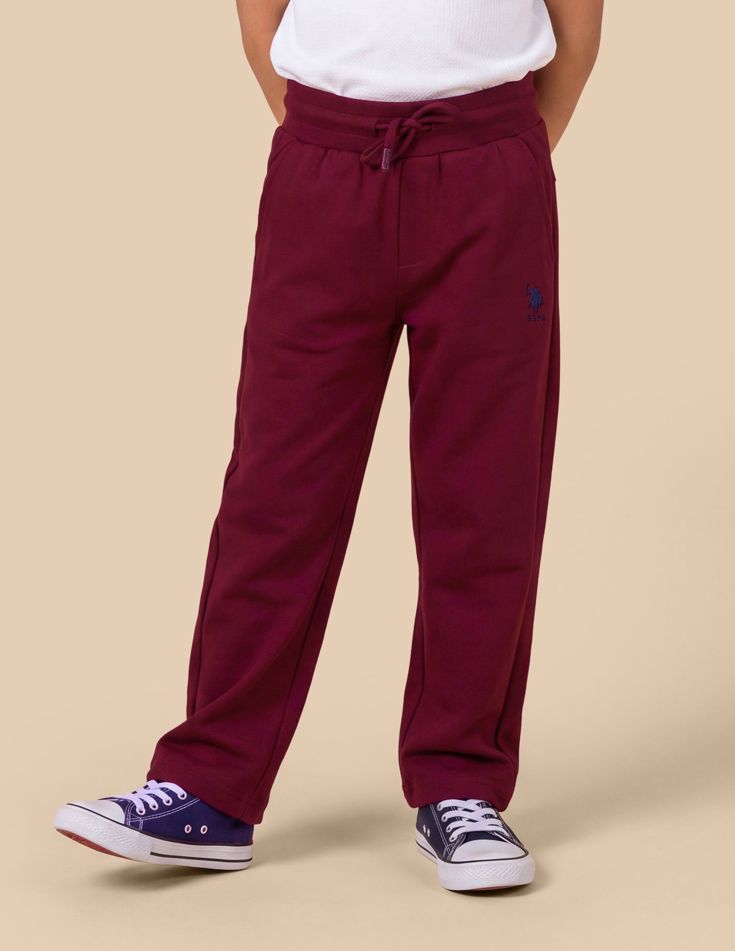 Solid Regular Fit Track Pants Maroon - U.S. Polo Assn. India | Large