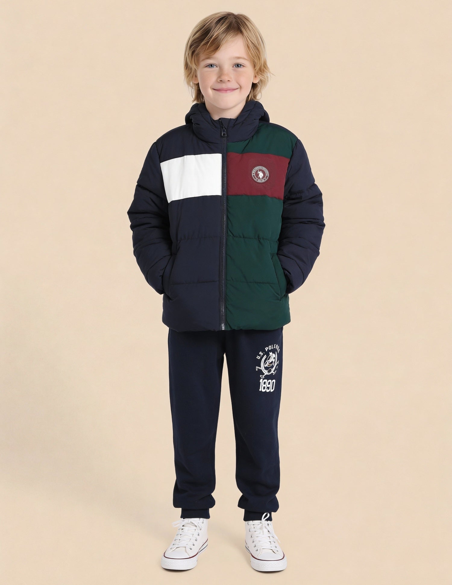 Boys Colourblocked Puffer Jacket Navy - U.S. Polo Assn. India | Large